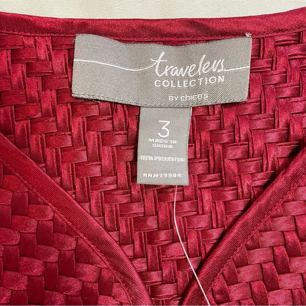 Chicos New Chico's Travelers Open Front Weave Red Jacket Size 3 US Size XL / US 12-14 / IT 48-50 - 7 Thumbnail