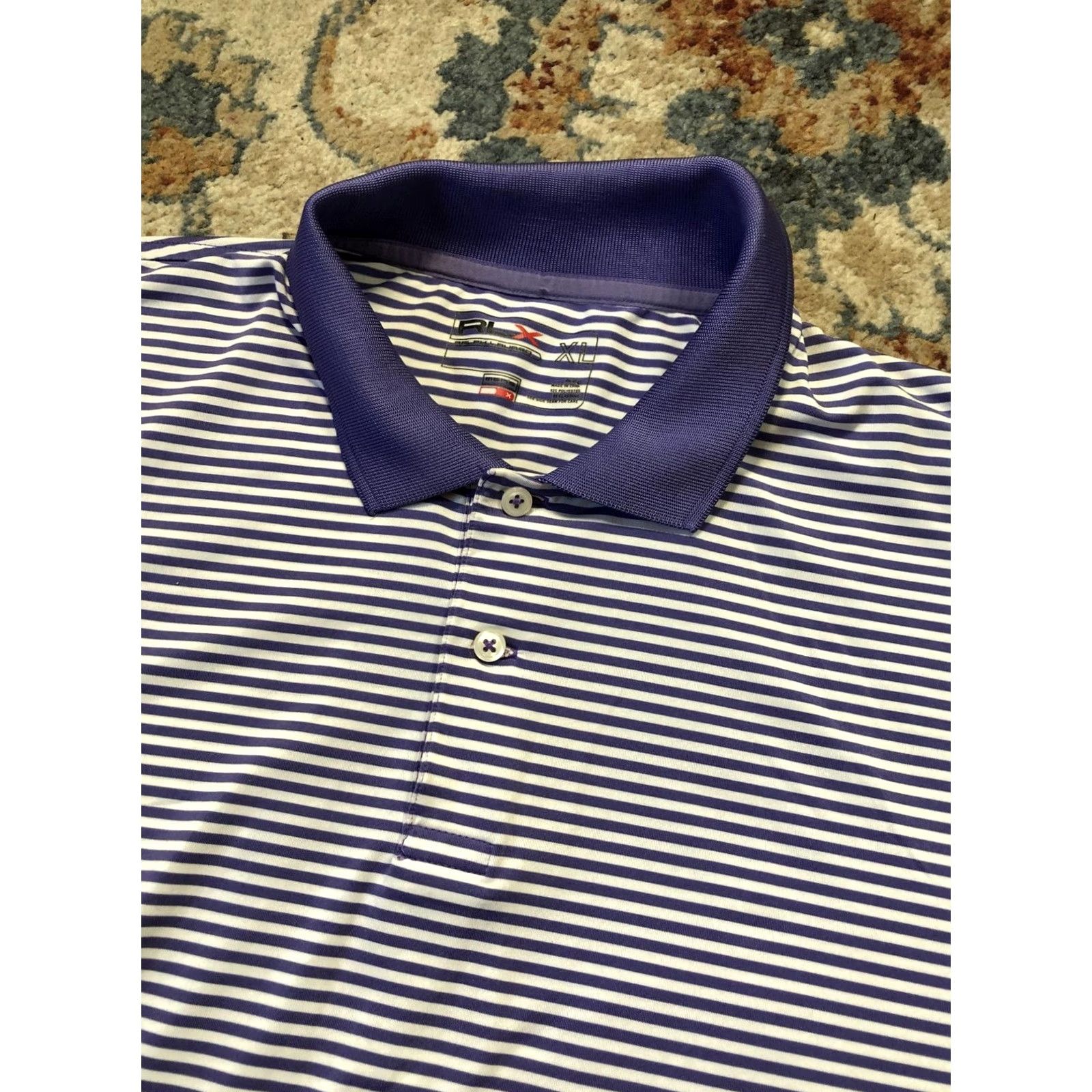 Ralph Lauren Ralph Lauren RLX Polo Shirt Mens XL Purple White Striped Golf Performance Tech"} Size US XL / EU 56 / 4 - 7 Thumbnail