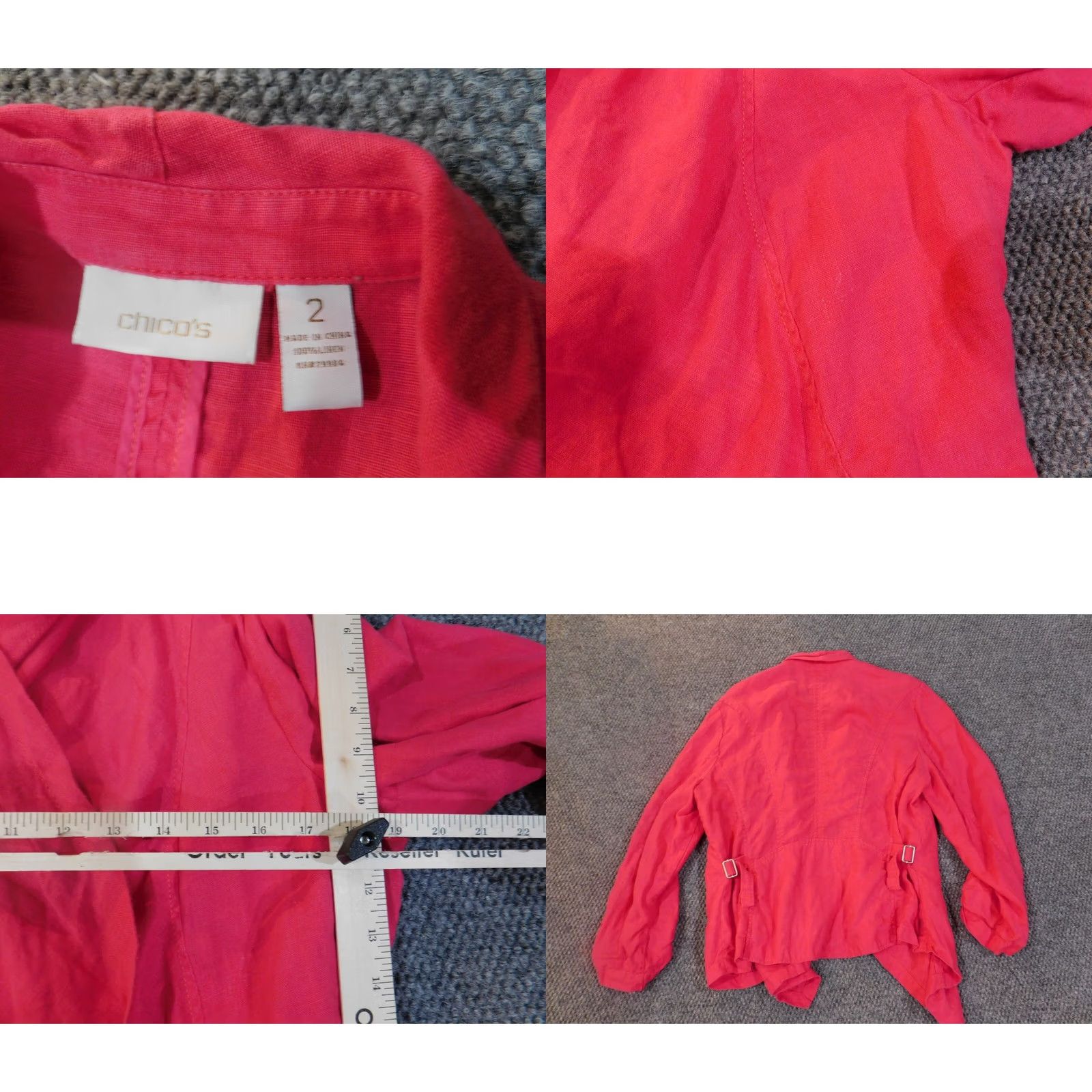 Vintage Chicos Jacket Pink Open Blazer Linen Knit Long Sleeve Casual Women 2 Regular Fall Spring Women's Blazer Animals Lounge Basic Jacket Size XS / US 0-2 / IT 36-38 - 8 Thumbnail