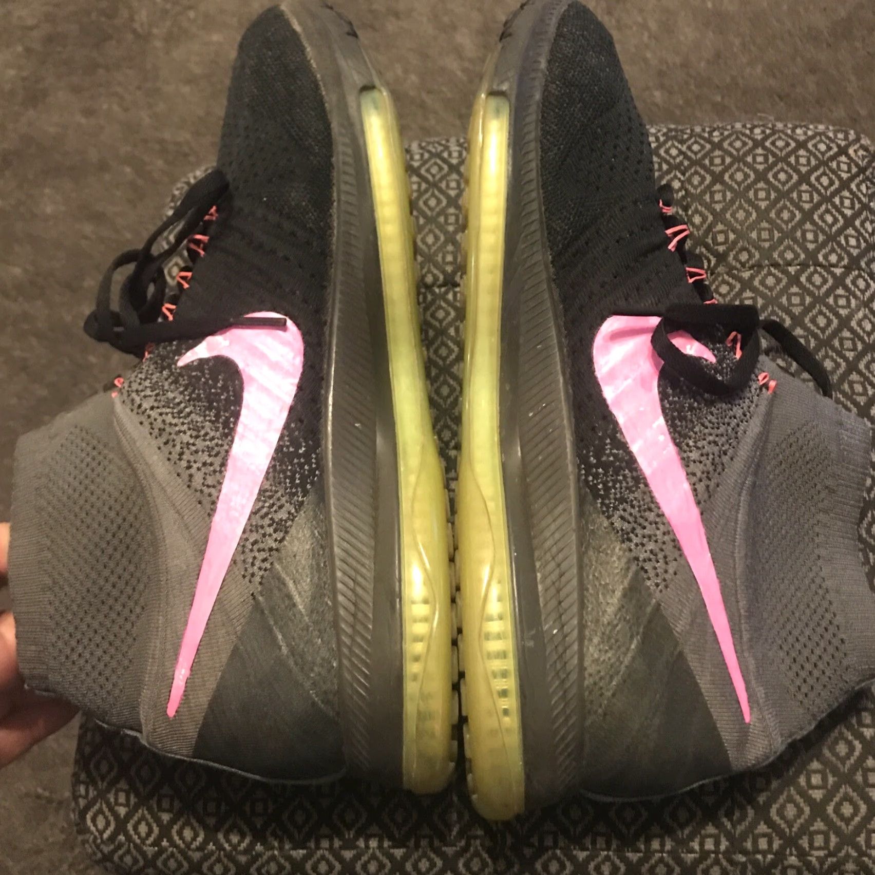 Nike VINTAGE Nike Zoom All Out Flyknit Black White Pink 844134-002 Men's Sz: 12.5 Sneaker Athletic Mens Shoes Running Gym Size US 13 / EU 46 - 5 Thumbnail