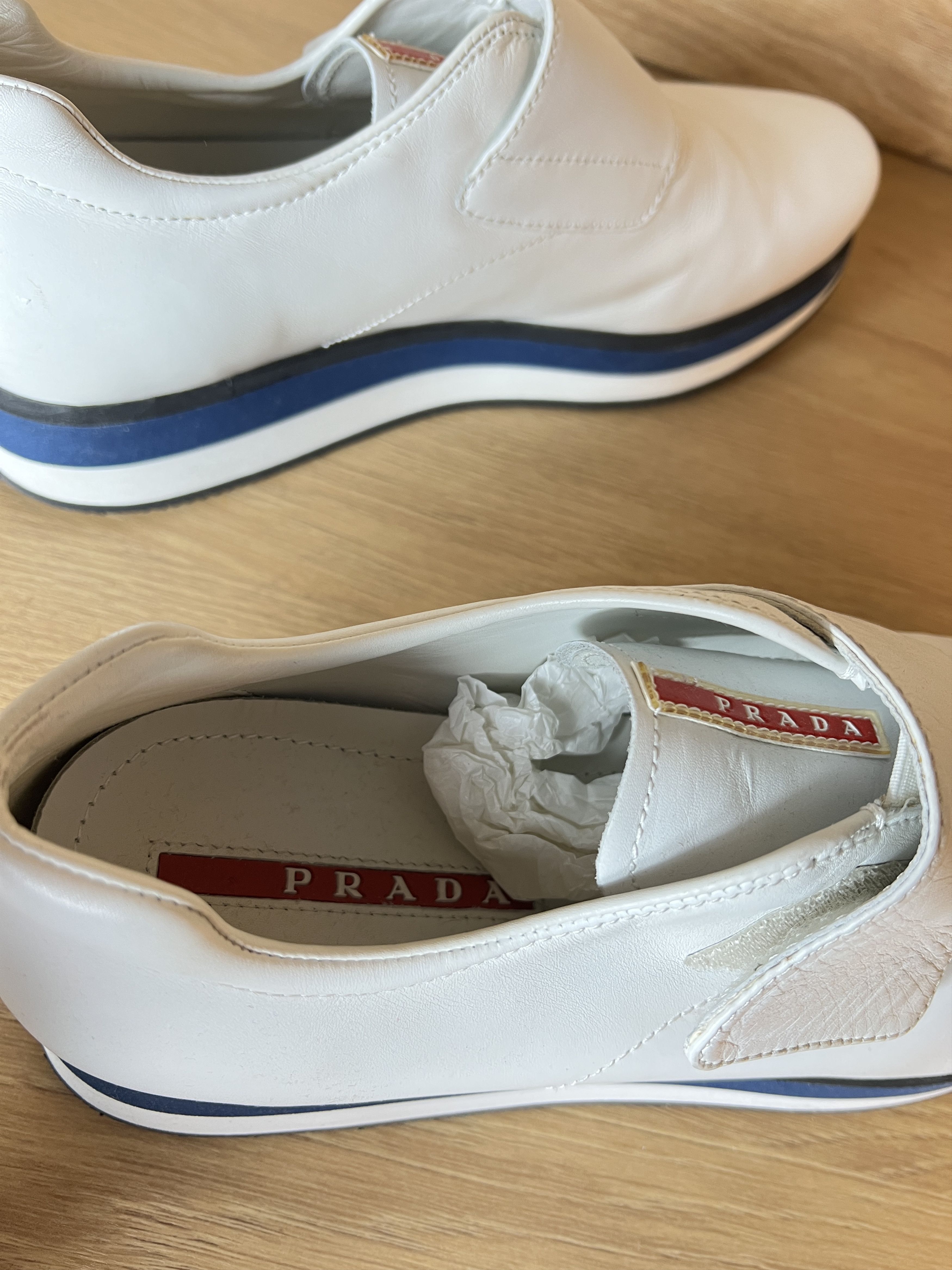 Prada prada leather sport white platform red tab Size US 8.5 / EU 41-42 - 8 Thumbnail