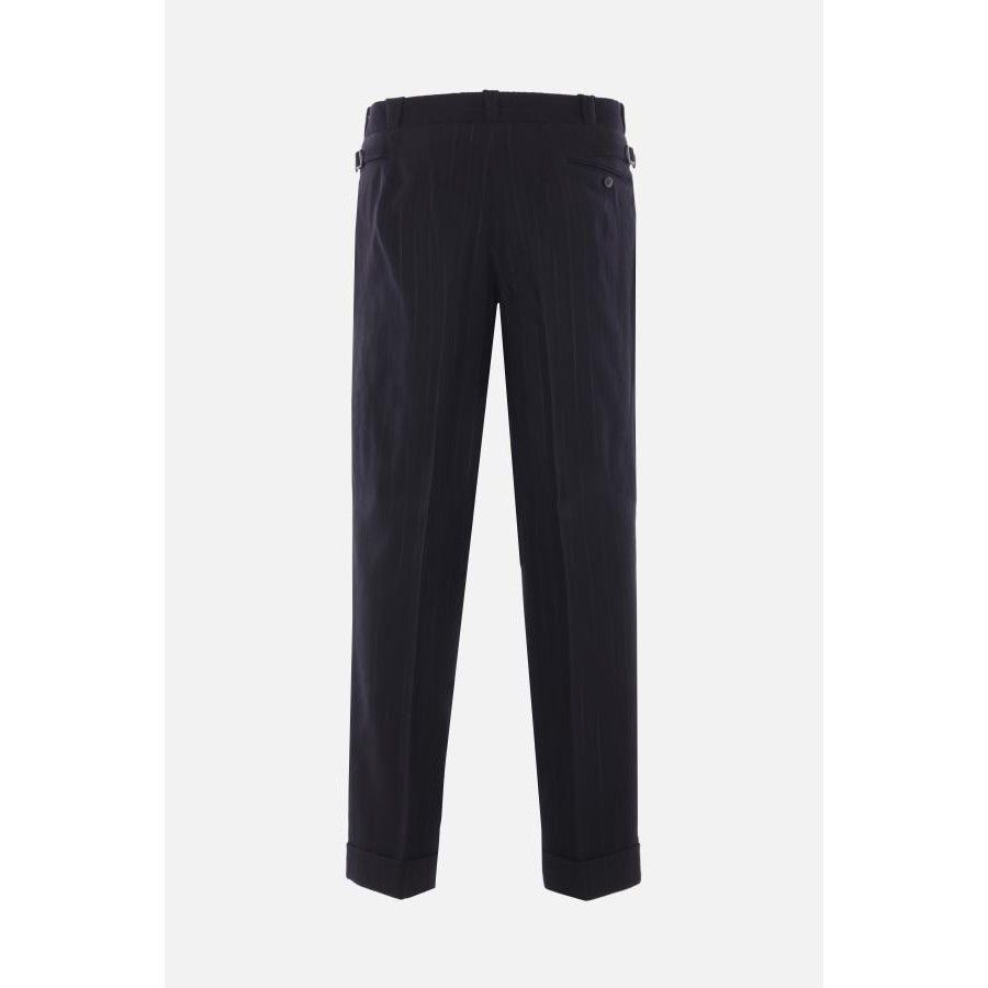 Prada PRADA Black Pinstriped Wool Blend Trousers New & Authentic ( Size US 34 / EU 50 - 2 Thumbnail