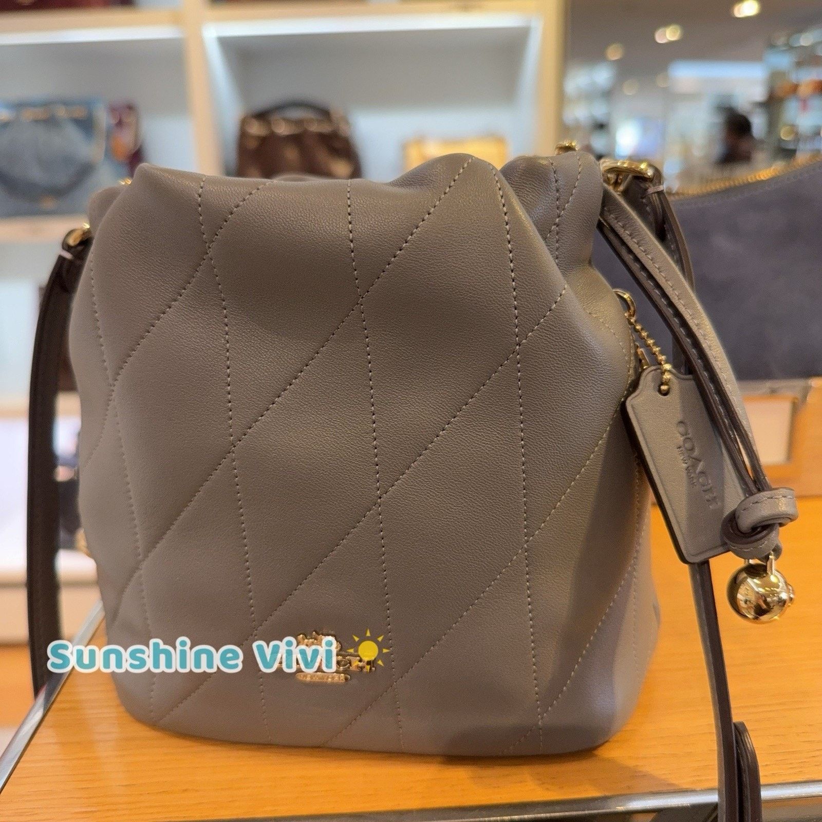 Coach NWT Coach Faye Mini Drawstring Bag CDB69 Nappa leather SLATE Size ONE SIZE - 4 Thumbnail