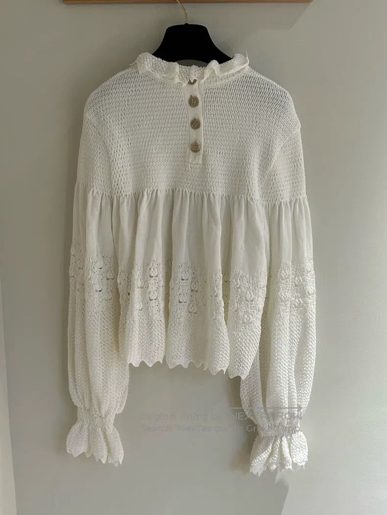 Chanel Chanel 20S white wooden ear knitted long sleeves Size XS / US 0-2 / IT 36-38 - 2 Thumbnail