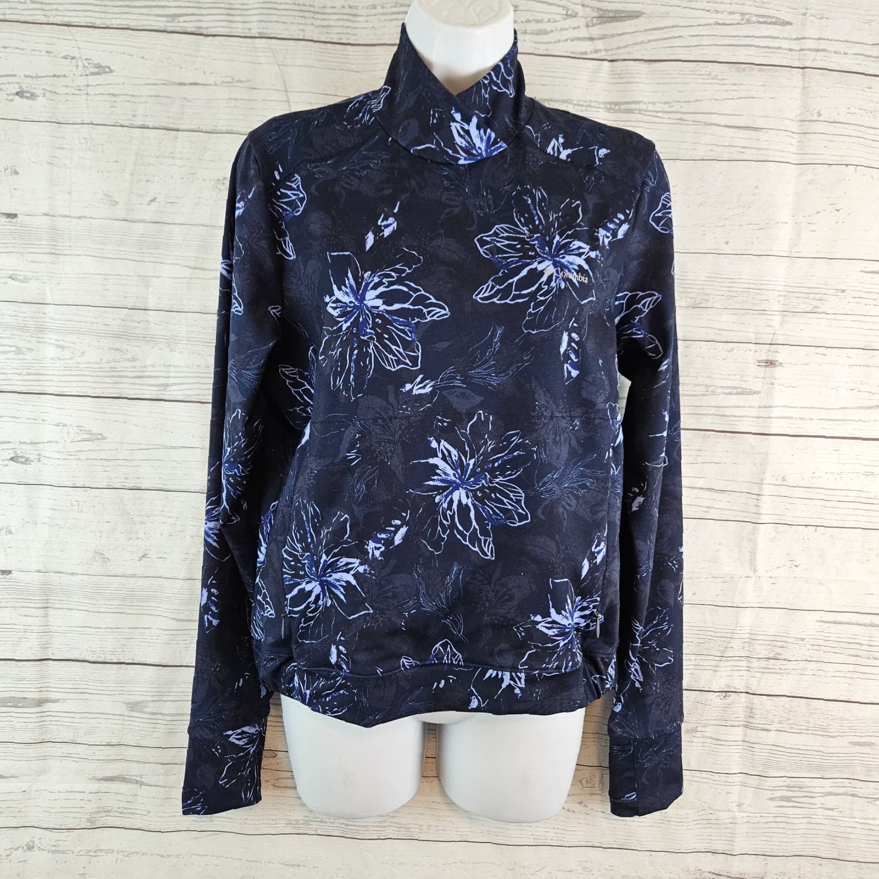 KangaROOS Columbia Womens Pullover Floral Long Sleeve Blue Size M Shirt Sweatshirt Kangaroo Pocket Mens Womens Size M / US 6-8 / IT 42-44 - 2 Thumbnail