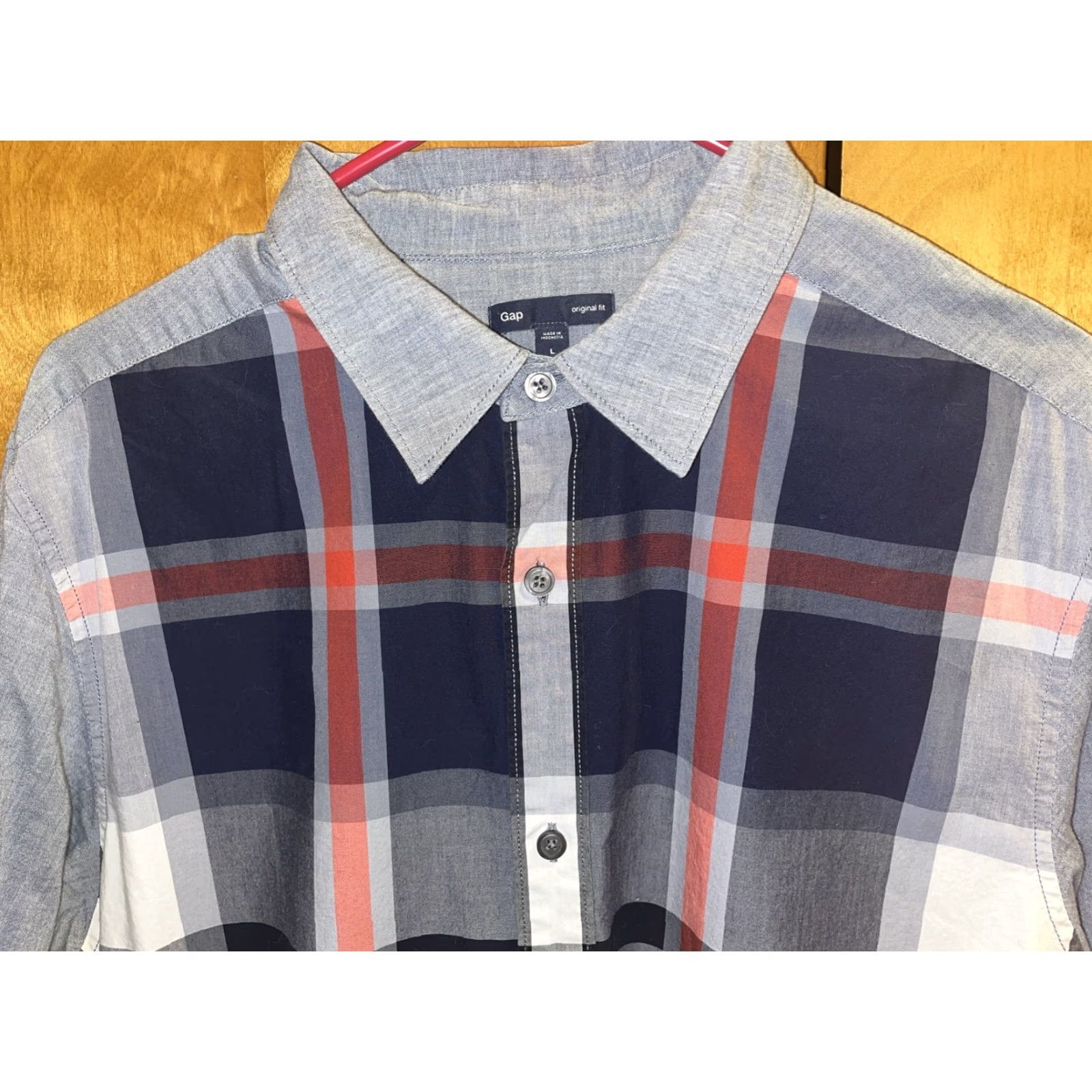 Gap VINTAGE Gap Men’s Long Sleeve Button-Down Shirt Casual Travel Party Plaid Blue Gray 90s Large Size US L / EU 52-54 / 3 - 2 Thumbnail