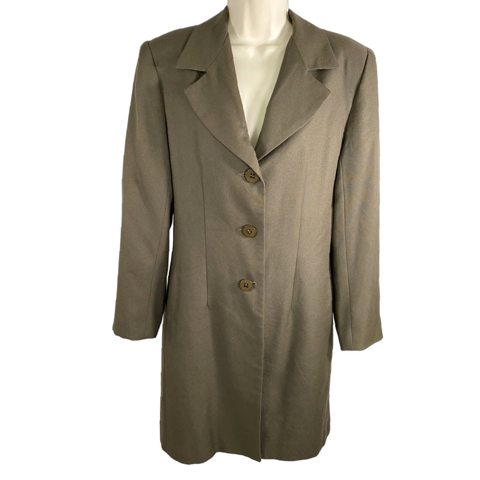 Vintage VINTAGE CHAD STEVENS Coat Womens 8 Green Long Forrest 3 Button Lined Jacket Size M / US 6-8 / IT 42-44 - 1 Thumbnail