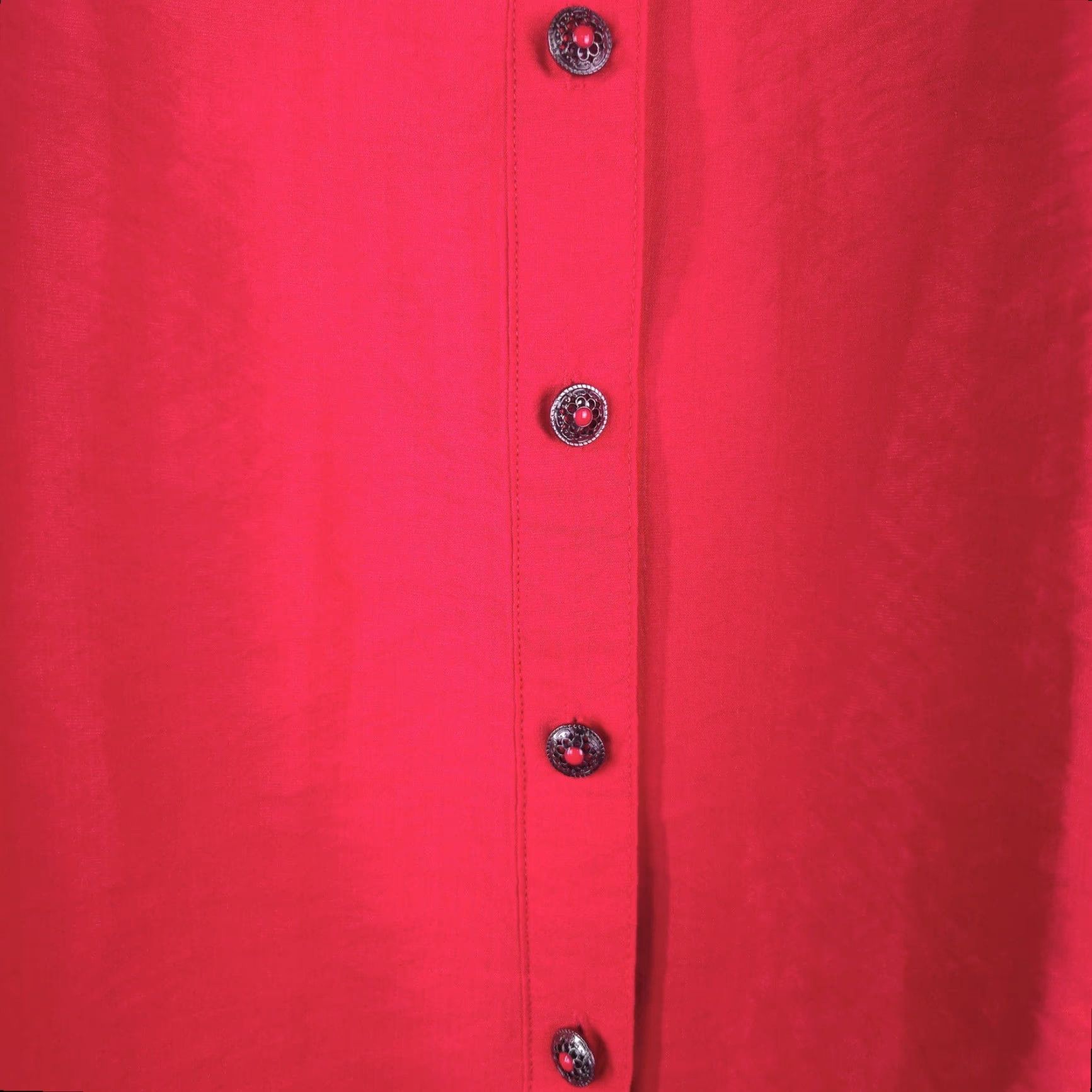 Ali Miles Top Womens 2X Red Taffeta Blouse Tunic Artsy Eclectic Statement Button