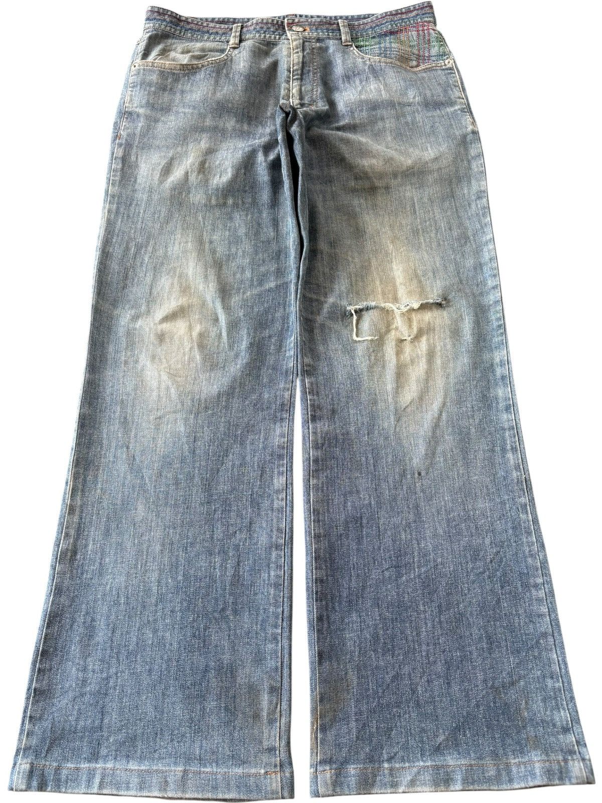 Jean Charles De Castelbajac Vintage Castelbajac Mud Wash Distressed Baggy Jeans Size US 33 - 1 Thumbnail