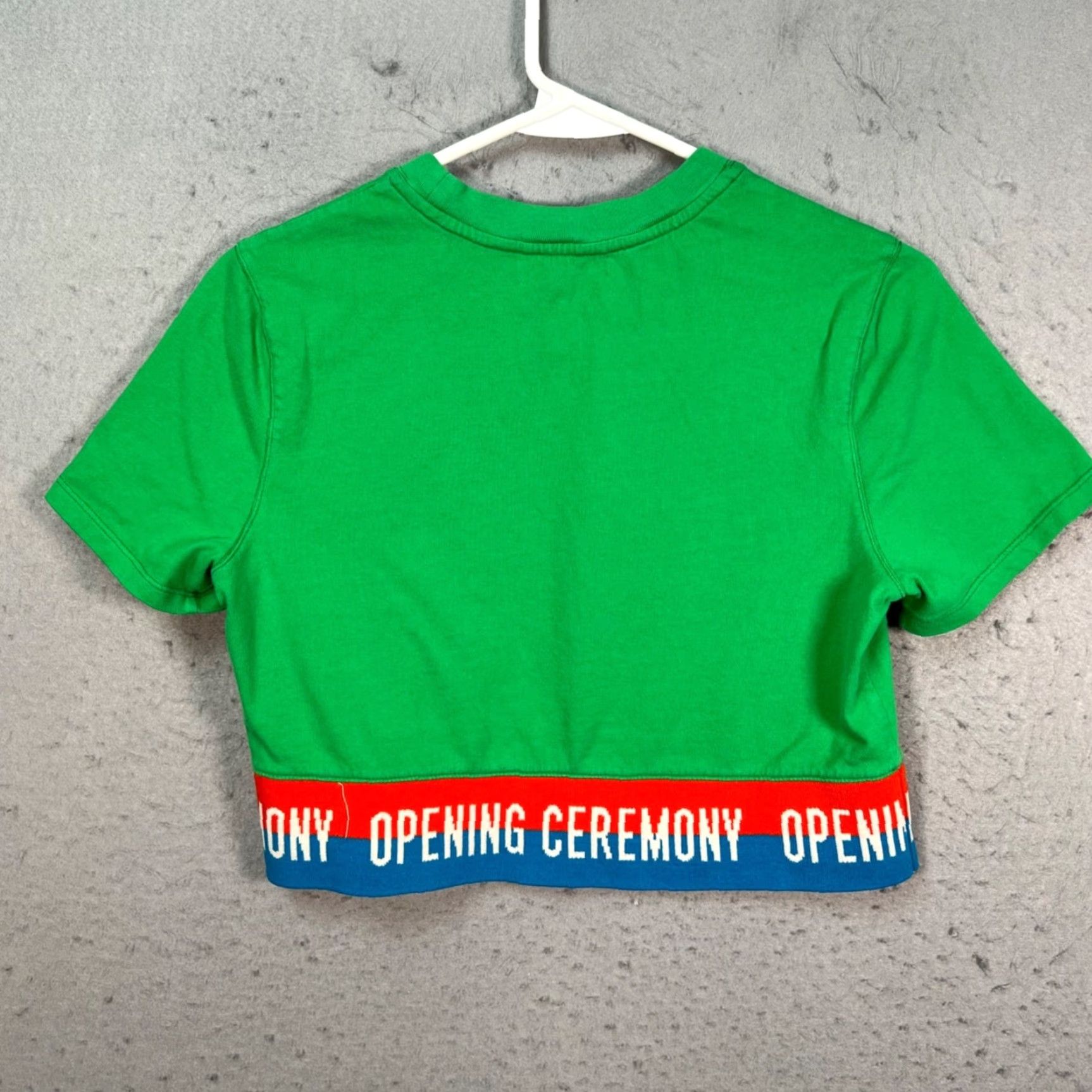 Opening Ceremony Opening Ceremony Womens XS Green Cropped T-Shirt With Logo Trim Cotton Blend Size XS / US 0-2 / IT 36-38 - 2 Thumbnail