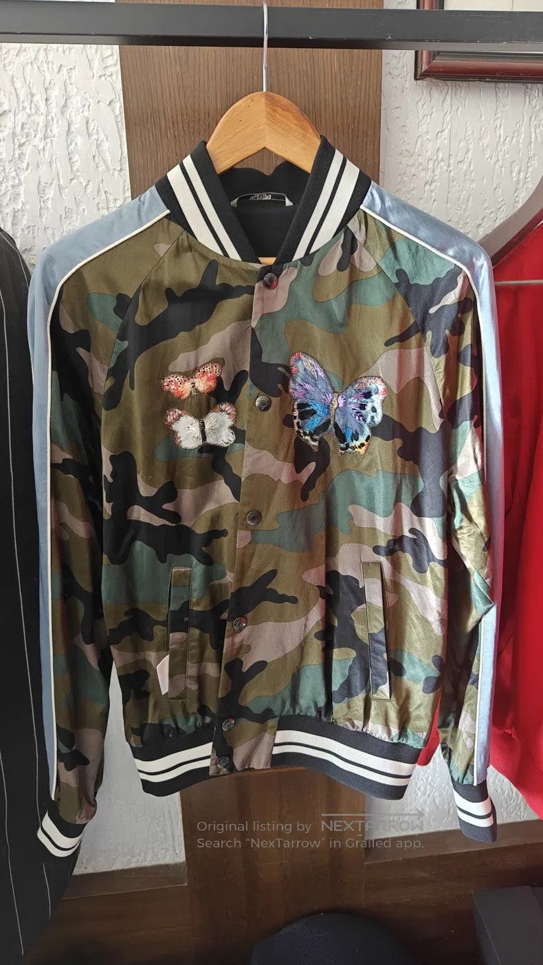 Valentino Valentino Butterfly embroidered camouflage baseball jacket Size L / US 10 / IT 46 - 1 Thumbnail