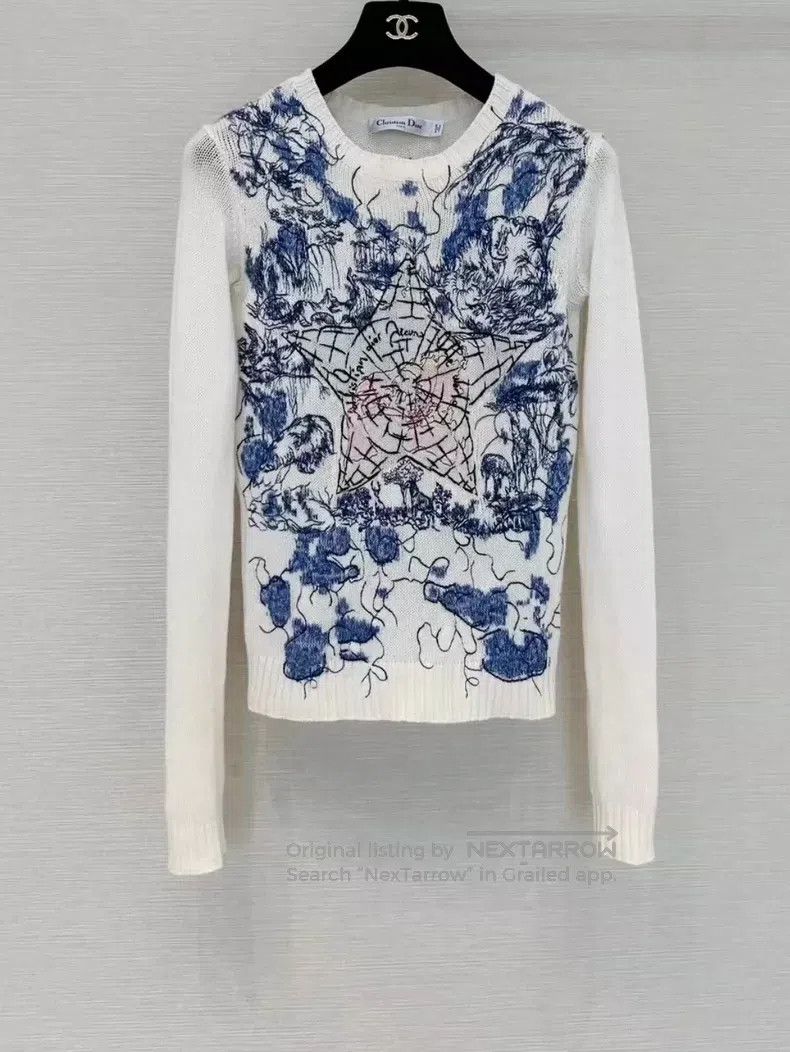 Dior Dior Star embroidered cashmere sweater Size XXS / US 00 / IT 34 - 1 Thumbnail
