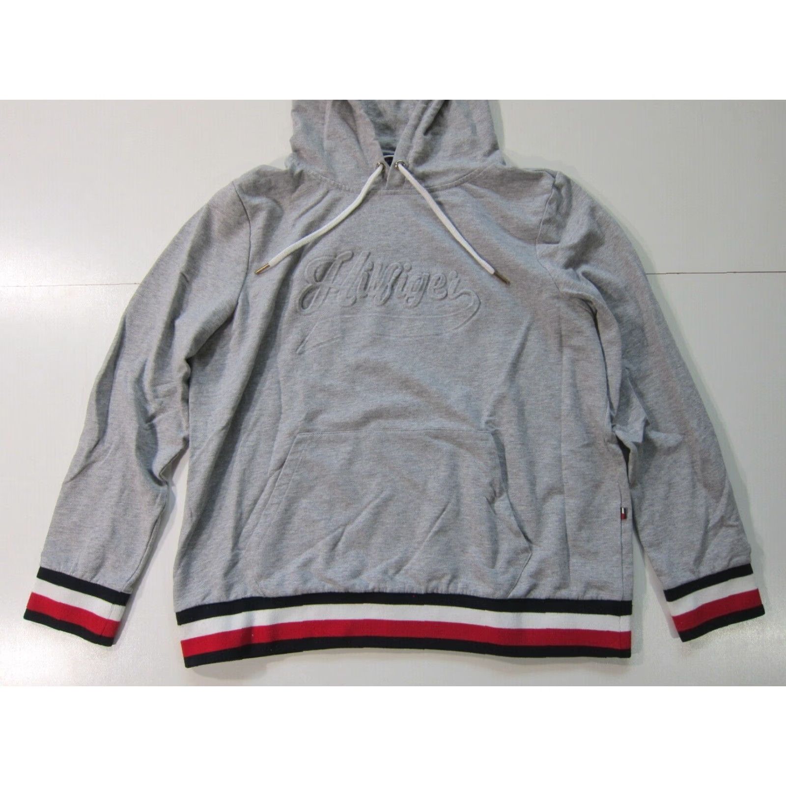 Tommy Hilfiger Tommy Hilfiger Grey Red Cotton Stretch Logo Pocket Hooded Sweatshirt Women XL Size XL / US 12-14 / IT 48-50 - 5 Thumbnail