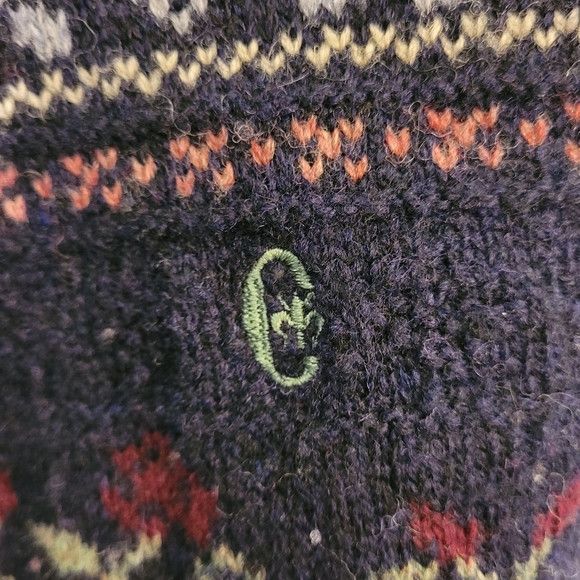 Conte of Florence Conte Of Florence Navy Pink Floral 100% Wool `Cardigan - L Size L / US 10 / IT 46 - 6 Thumbnail
