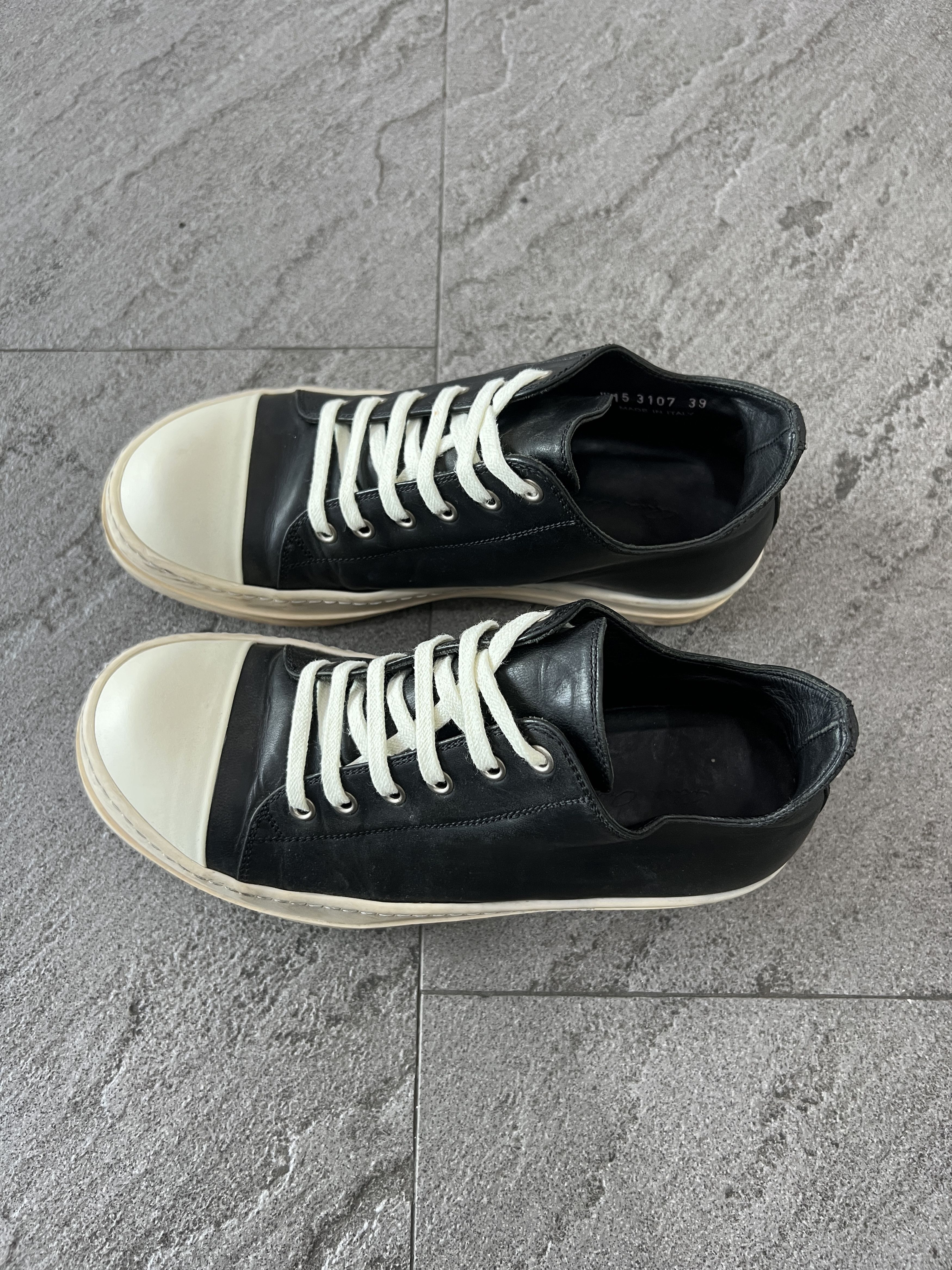 Rick Owens Rick Owens Low Sneaker Black Leather Milk Toe 39 Size US 6 / EU 39 - 4 Thumbnail