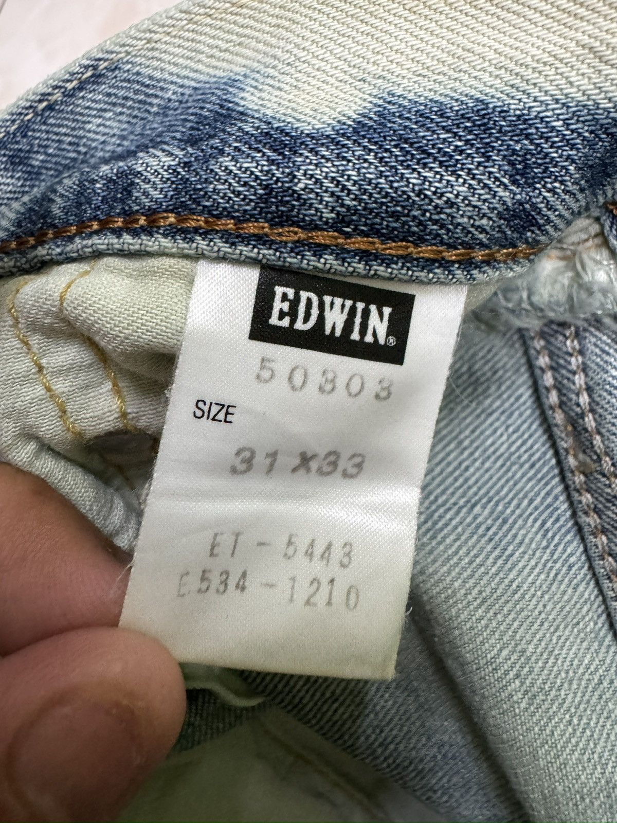 Edwin Edwin 503 Vintage Distressed Acid Wash Denim Regular Fit Size US 30 / EU 46 - 15 Thumbnail