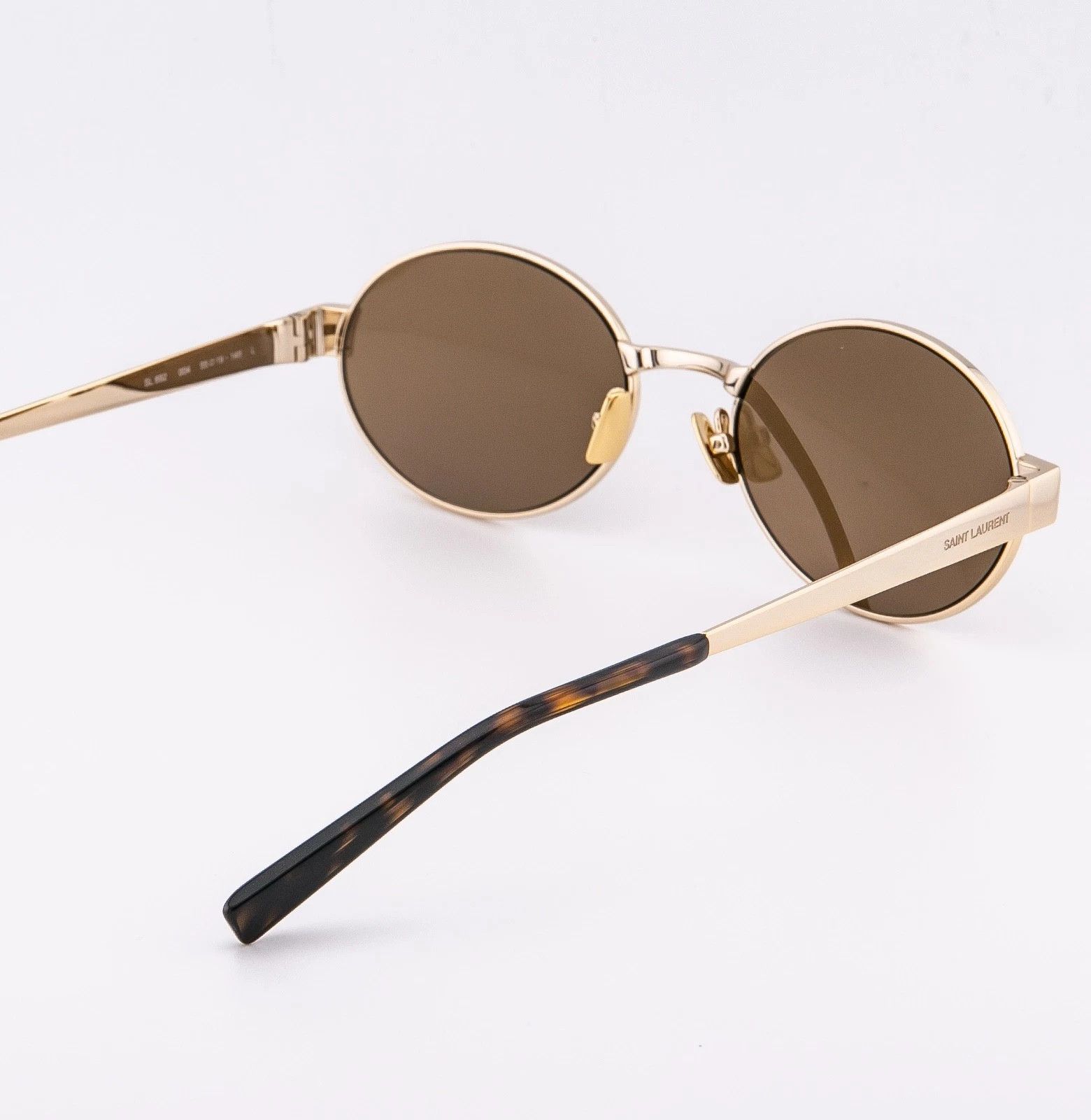 Saint Laurent Paris SAINT LAURENT SL 692 SL692 Gold Brown Narrow Slim Oval 004 Size ONE SIZE - 3 Thumbnail