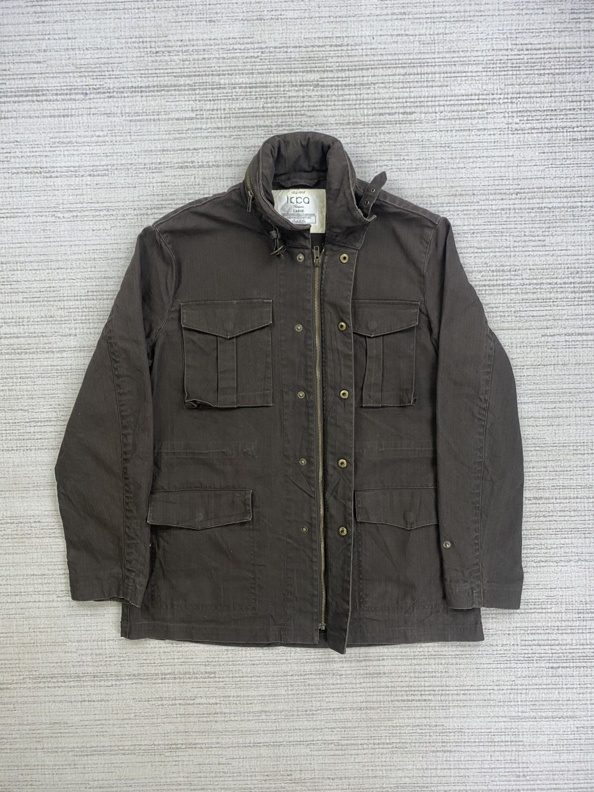 Japanese Brand × Vintage Vtg Ikka Genuine Comfort Nice Brown Fullzip Cotton Jacket Size US M / EU 48-50 / 2 - 5 Thumbnail