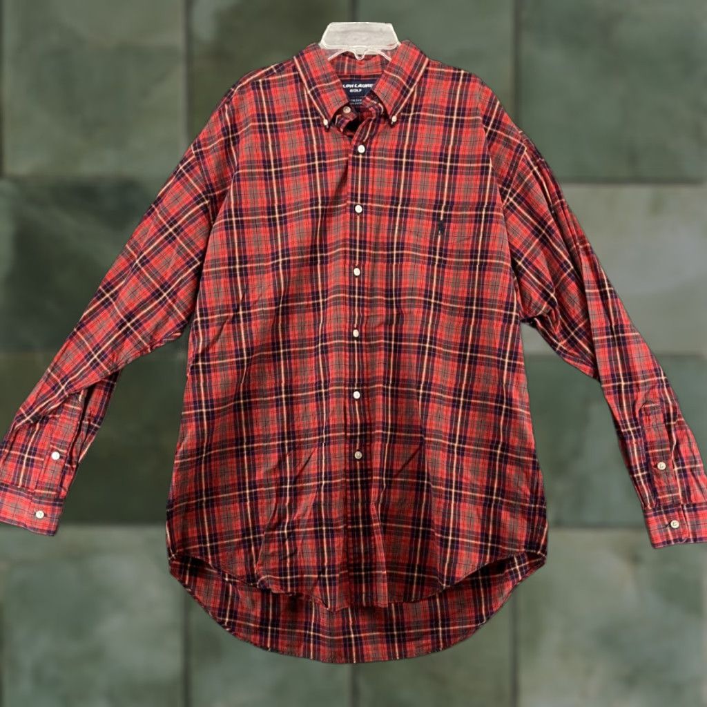 Ralph Lauren Ralph Lauren Golf Men's L Red Plaid Button-Down Long Sleeve Casual Cotton Shirt Size US L / EU 52-54 / 3 - 1 Thumbnail