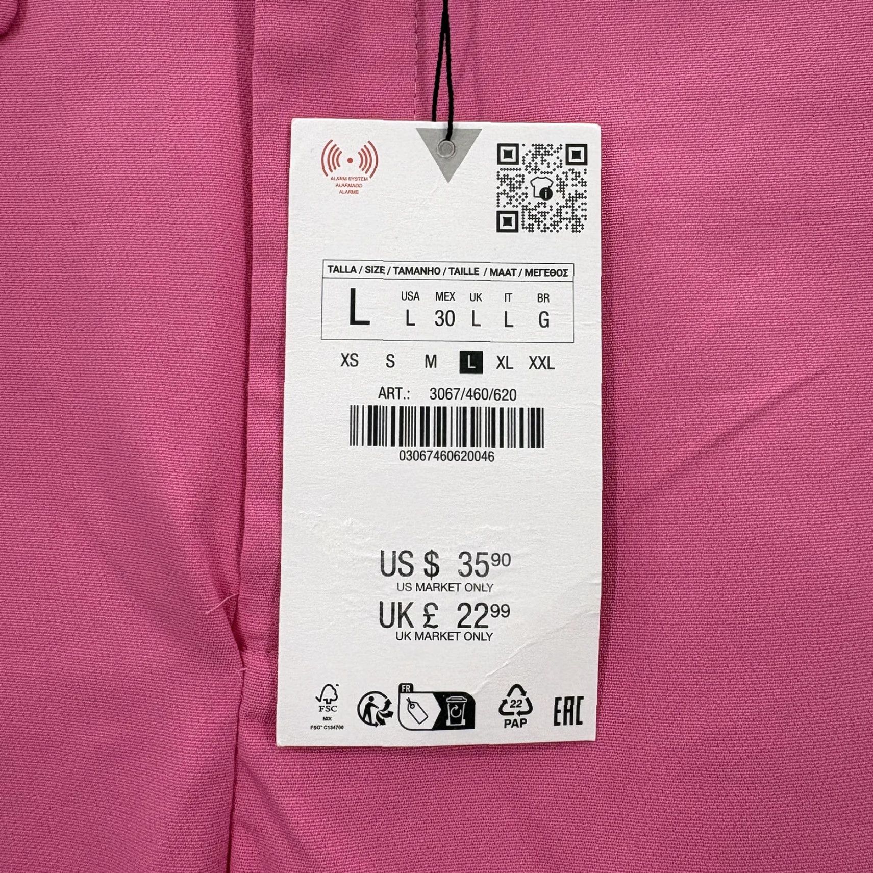 Zara Zara Pants Womens Large Pink Stretch Cotton Blend Dress Ankle Trousers Work NWT Size 36" / US 14 / IT 50 - 4 Thumbnail