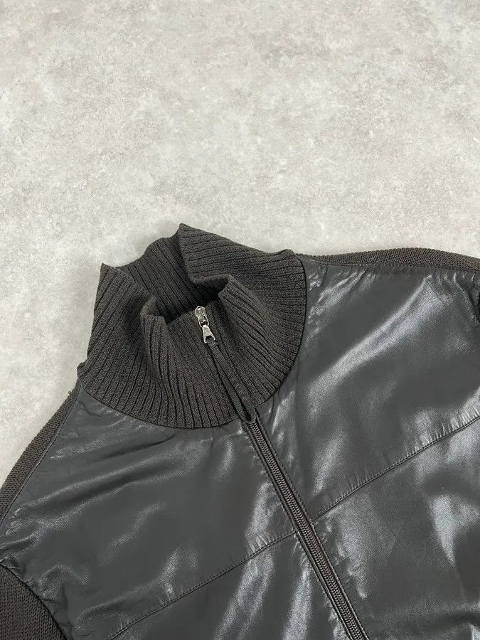 Prada 2000s Prada Brown Wool & Black Front Leather Jacket Size US L / EU 52-54 / 3 - 5 Thumbnail