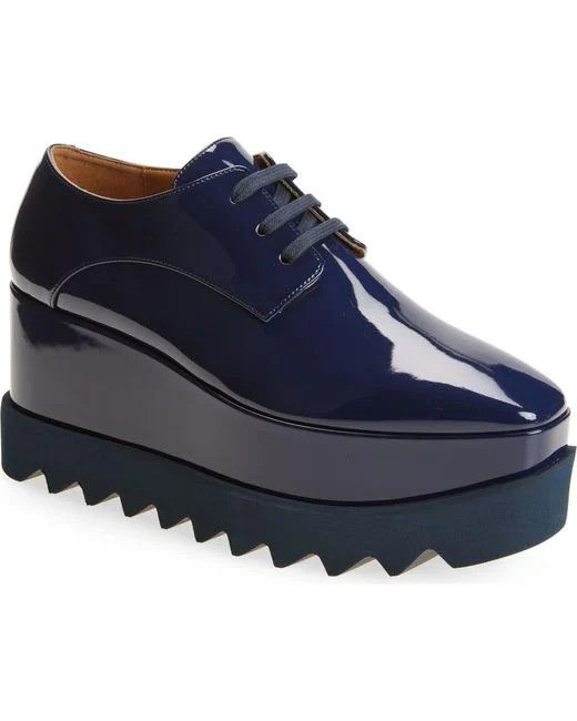 Stella McCartney os11x1225 Sneakelyse Patent Platform Sneakers in Navy Size US 8 / IT 38 - 1 Thumbnail
