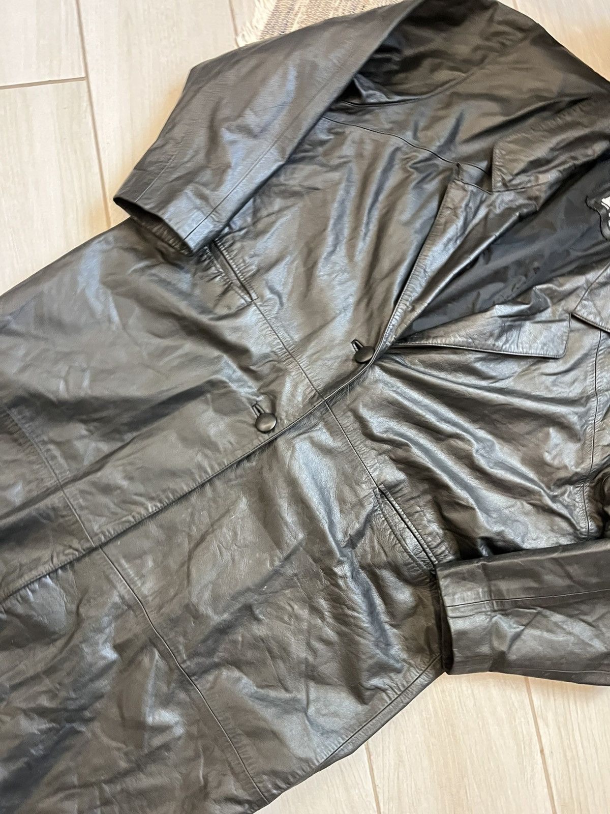 Vintage Vintage Comint Leather Coat Jacket Black minimalistic retro Size US XL / EU 56 / 4 - 10 Thumbnail