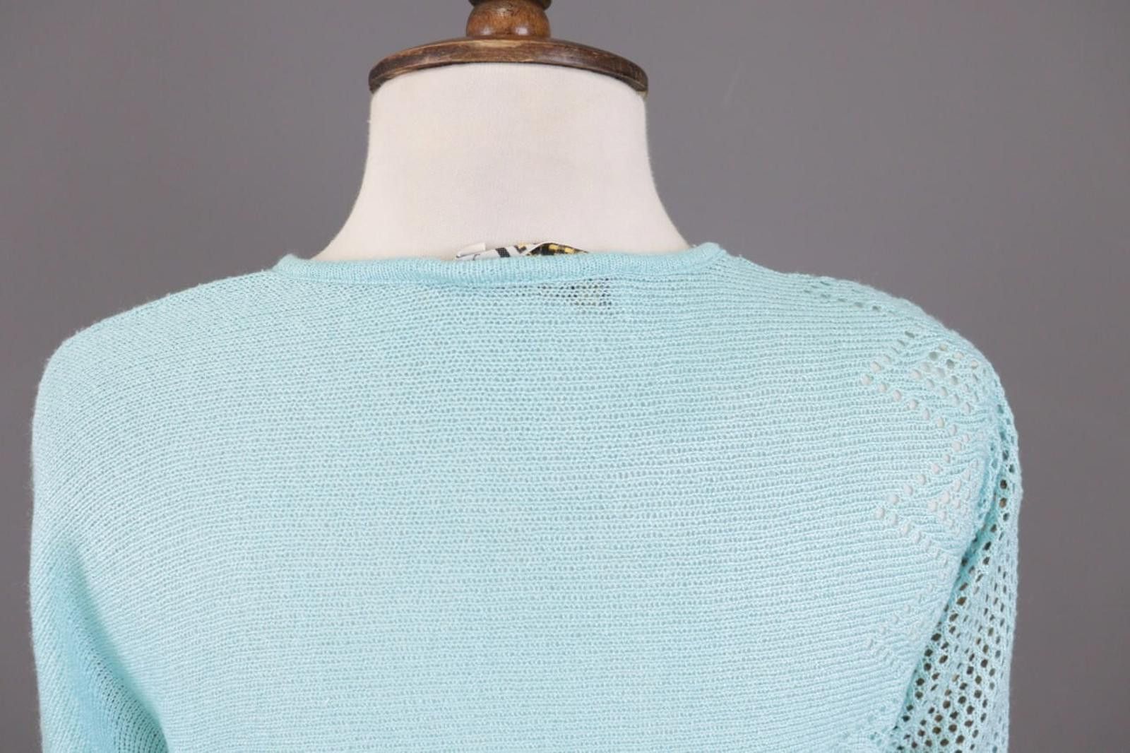 Wolford Wolford Blue Mesh Knit Stretch Top Shirt Size 38 / 10 Size L / US 10 / IT 46 - 8 Thumbnail