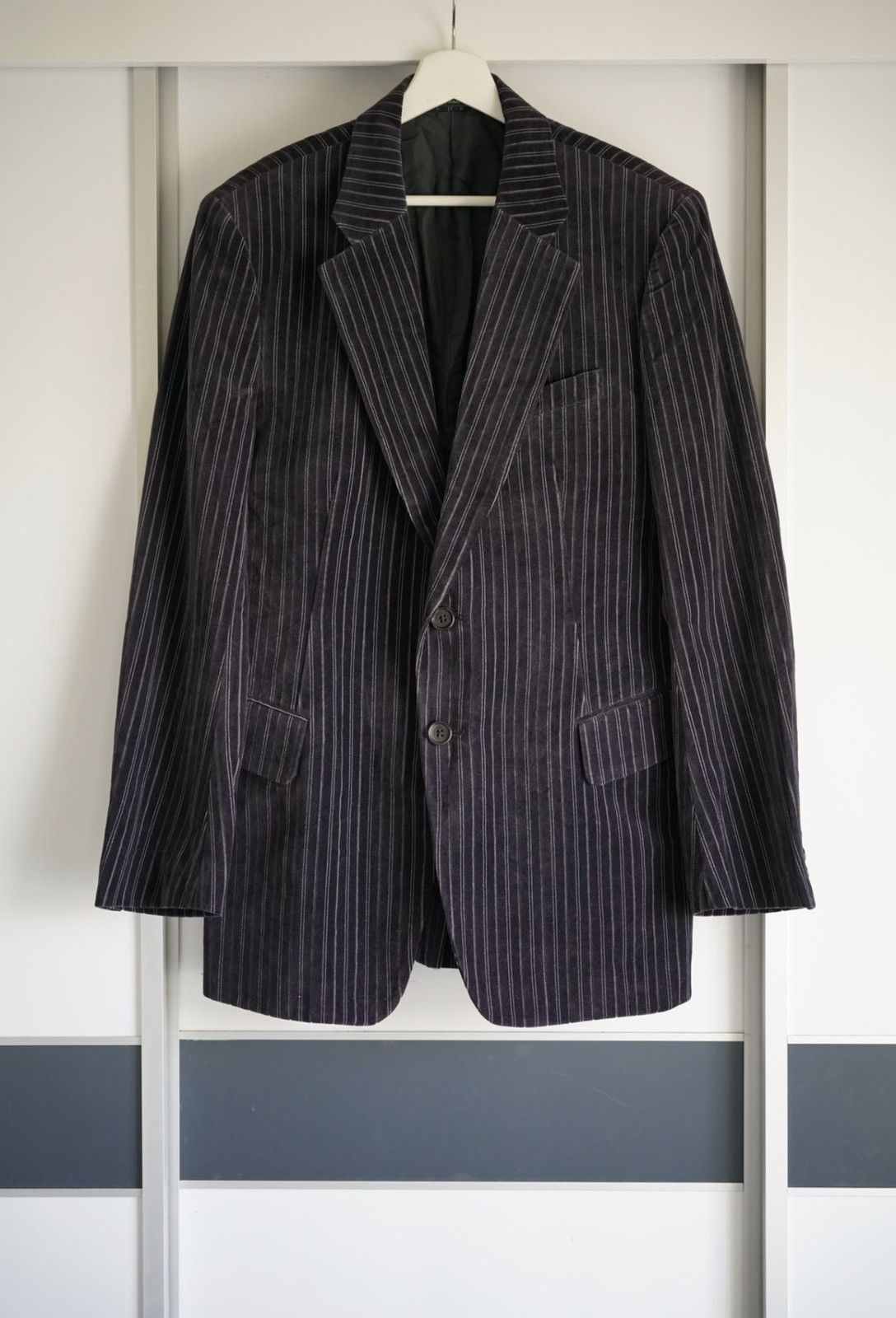 Yohji Yamamoto Yohji Yamamoto 05aw Purple Velvet Striped Blazer K4 Size US XL / EU 56 / 4 - 1 Thumbnail