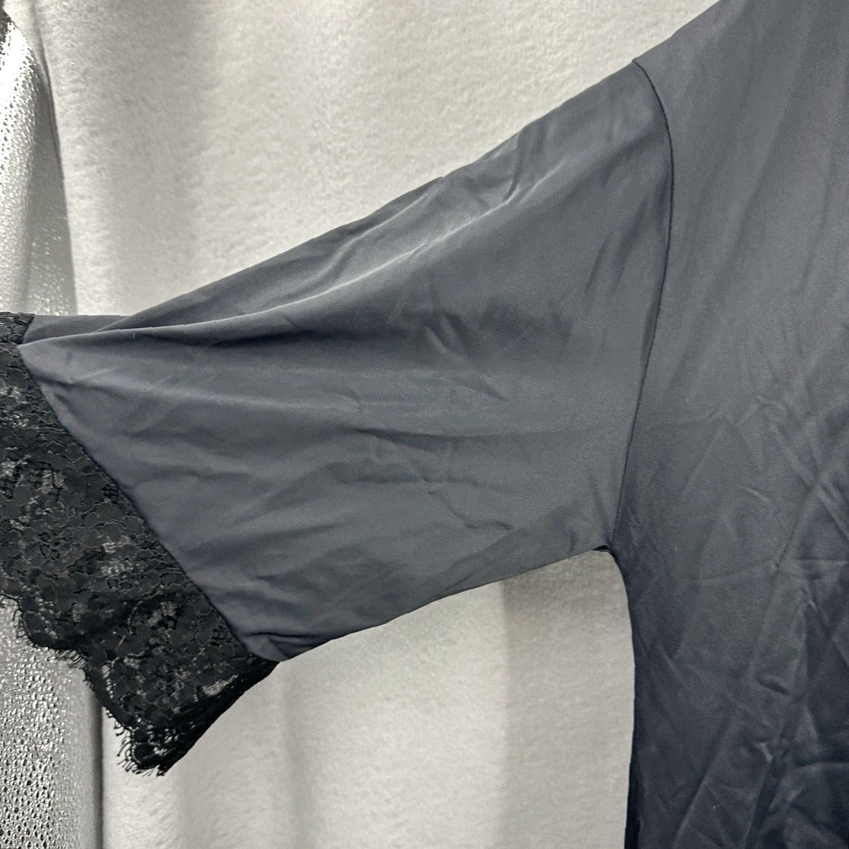 Vintage VINTAGE Lucie Ann Robe Womens M Black Nylon Lace 60s Coquette Kimono Sissy Pinup Retro Lightweight Unisex? Size ONE SIZE - 6 Thumbnail