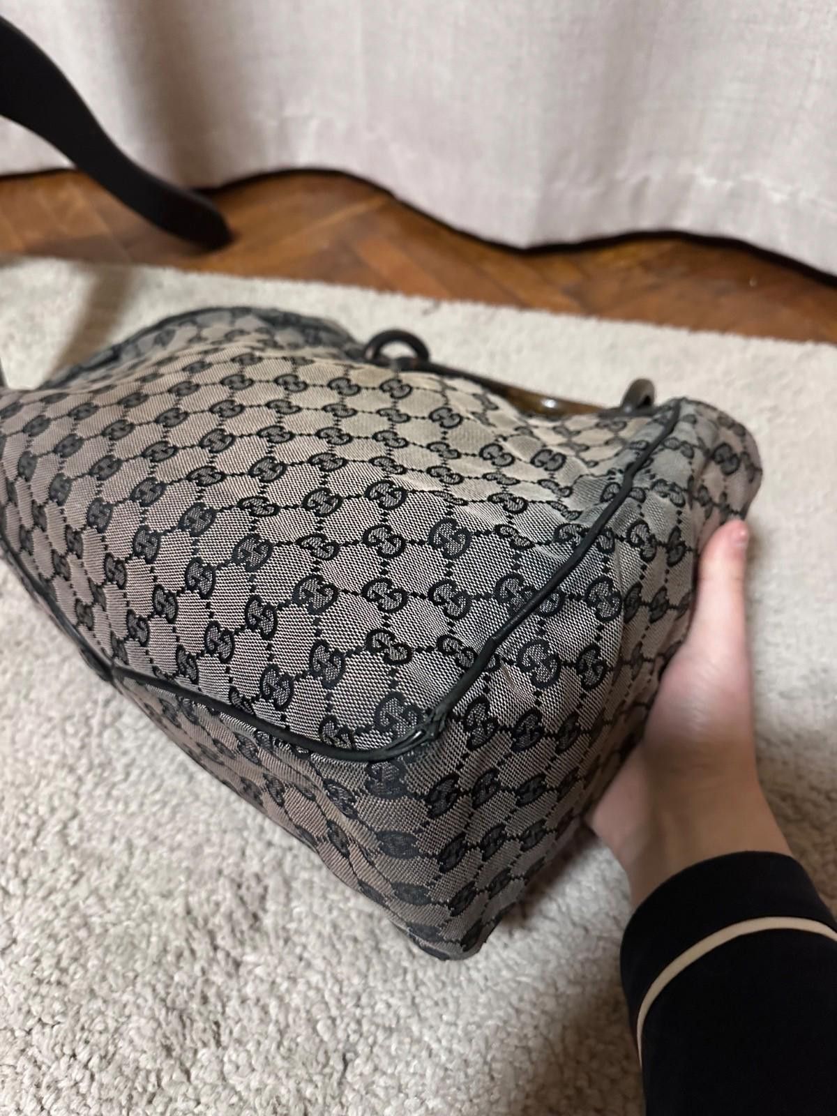Gucci Rare GUCCI GG Canvas Wood Handle Handbag Tote Bag Hobo Navy Size ONE SIZE - 7 Thumbnail