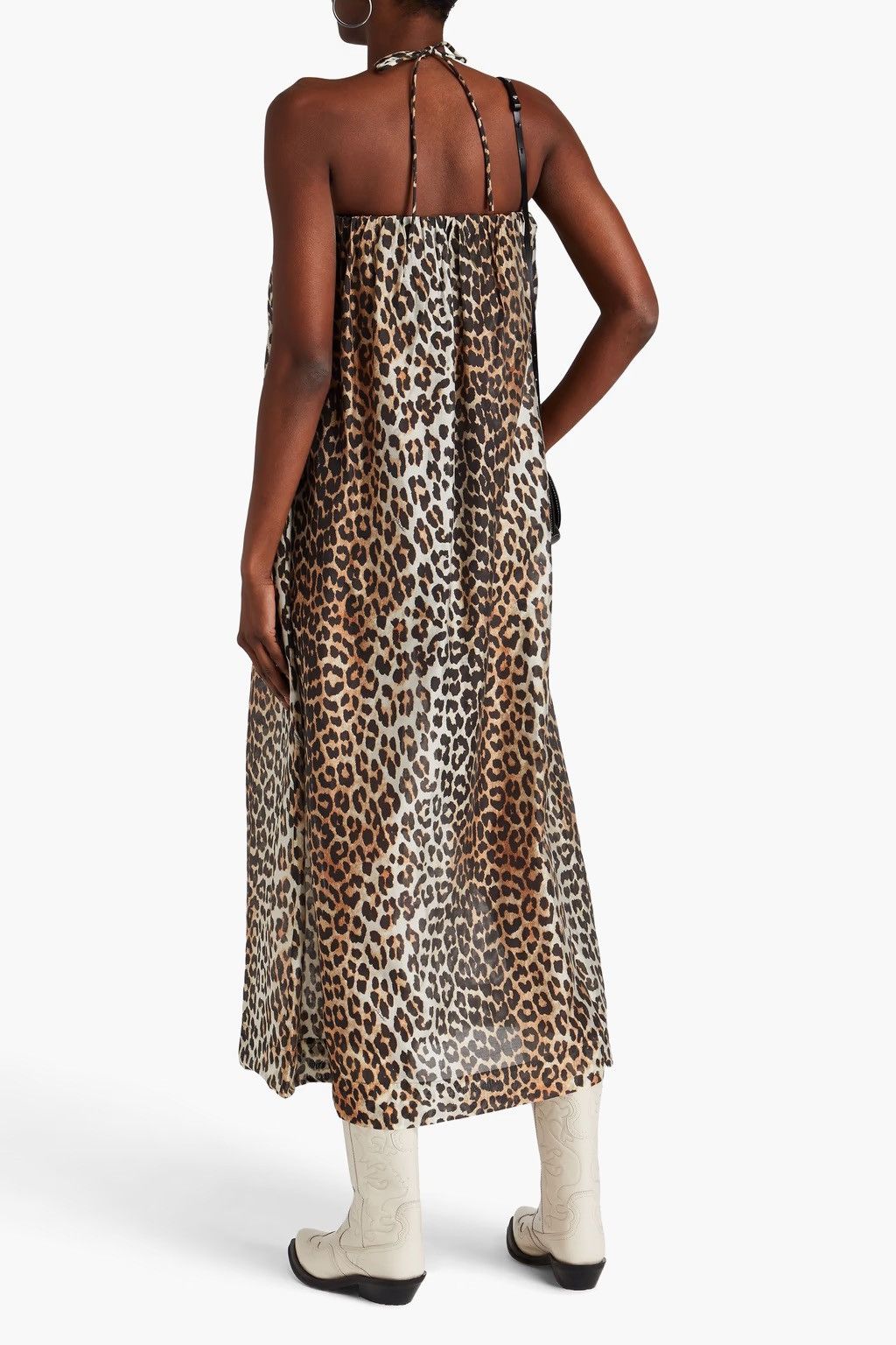 Ganni GANNI Leopard-print TENCEL™-blend voile midi dress size EU36 Size S / US 4 / IT 40 - 2 Thumbnail
