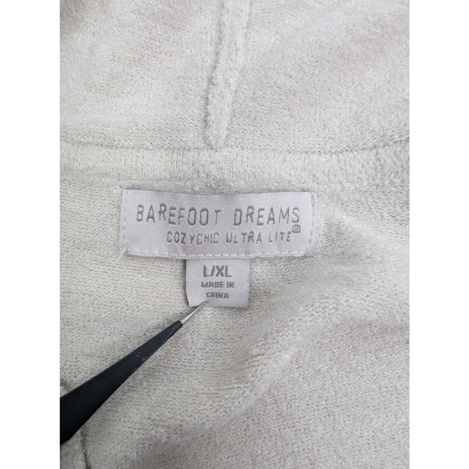 Vintage Barefoot Dreams Hoodie Cap Sleeve Beige L/XL Women's CozyChic Ultra Lite Zip Up Sweater Size L / US 10 / IT 46 - 7 Thumbnail