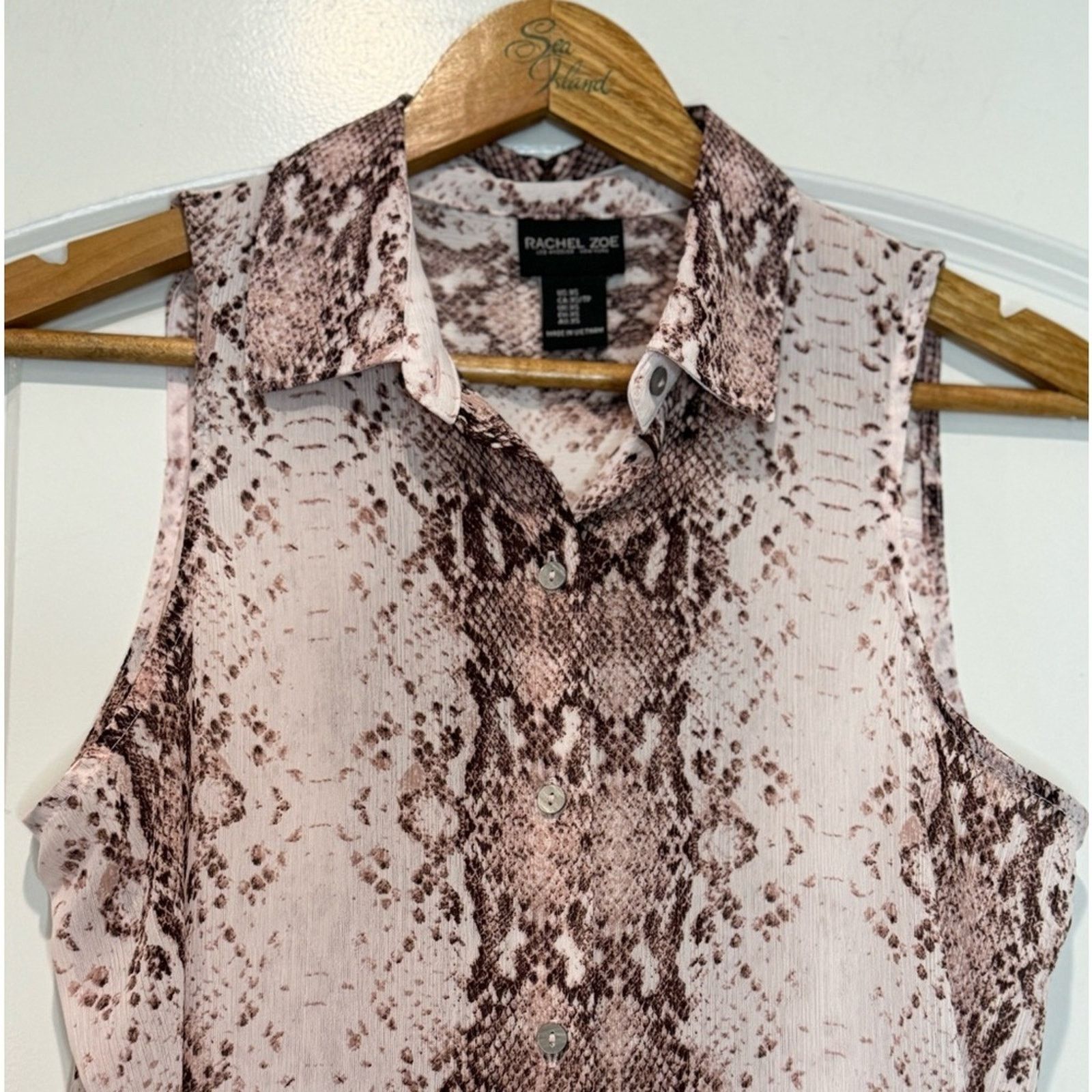 Rachel Zoe Rachel Zoe Sleeveless Collar Snakeskin Print Blouse Size XS Size XS / US 0-2 / IT 36-38 - 7 Thumbnail
