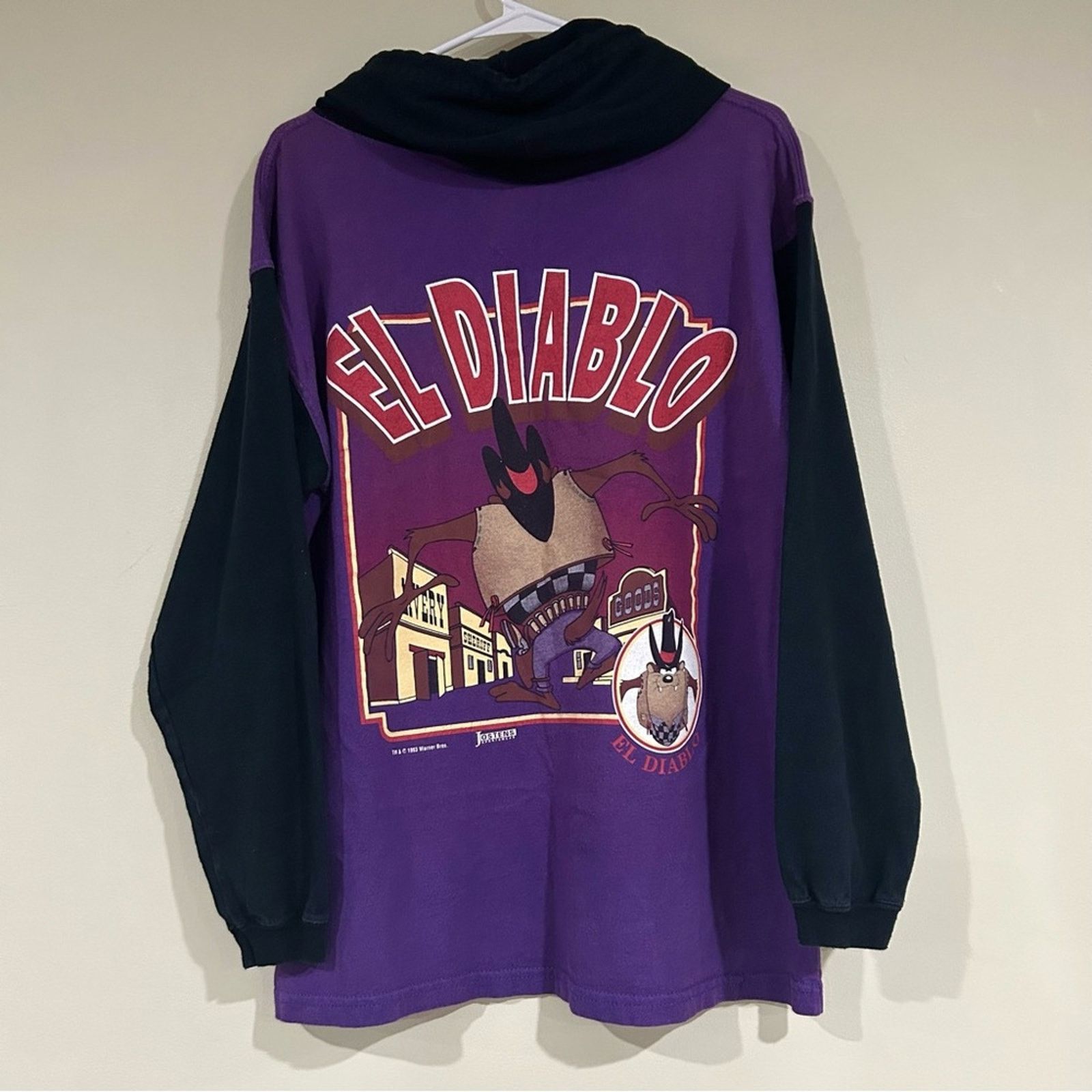 Other 1993 Bugs Bunny Taz Kid Carrito El Diablo Hooded T-Shirt Size US M / EU 48-50 / 2 - 2 Thumbnail