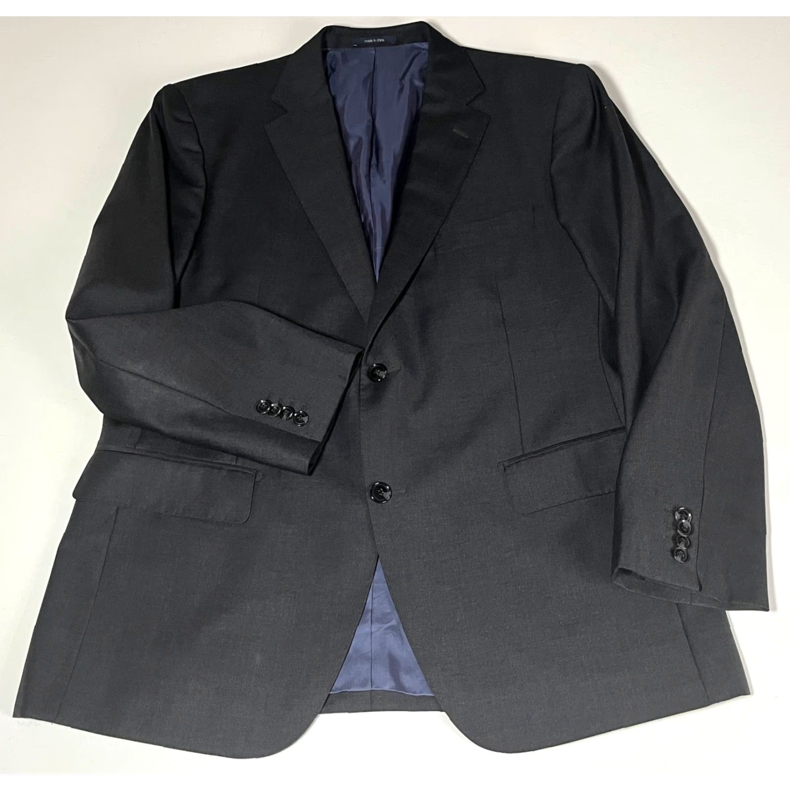 Suitsupply Suitsupply Wool Suit Jacket Perennial Vitale Barberis Canonico Italy Sz 44 Dark Gray Solid Two-Button Single-Breasted Men’s Jacket, 44 Reg Size 44R - 4 Thumbnail
