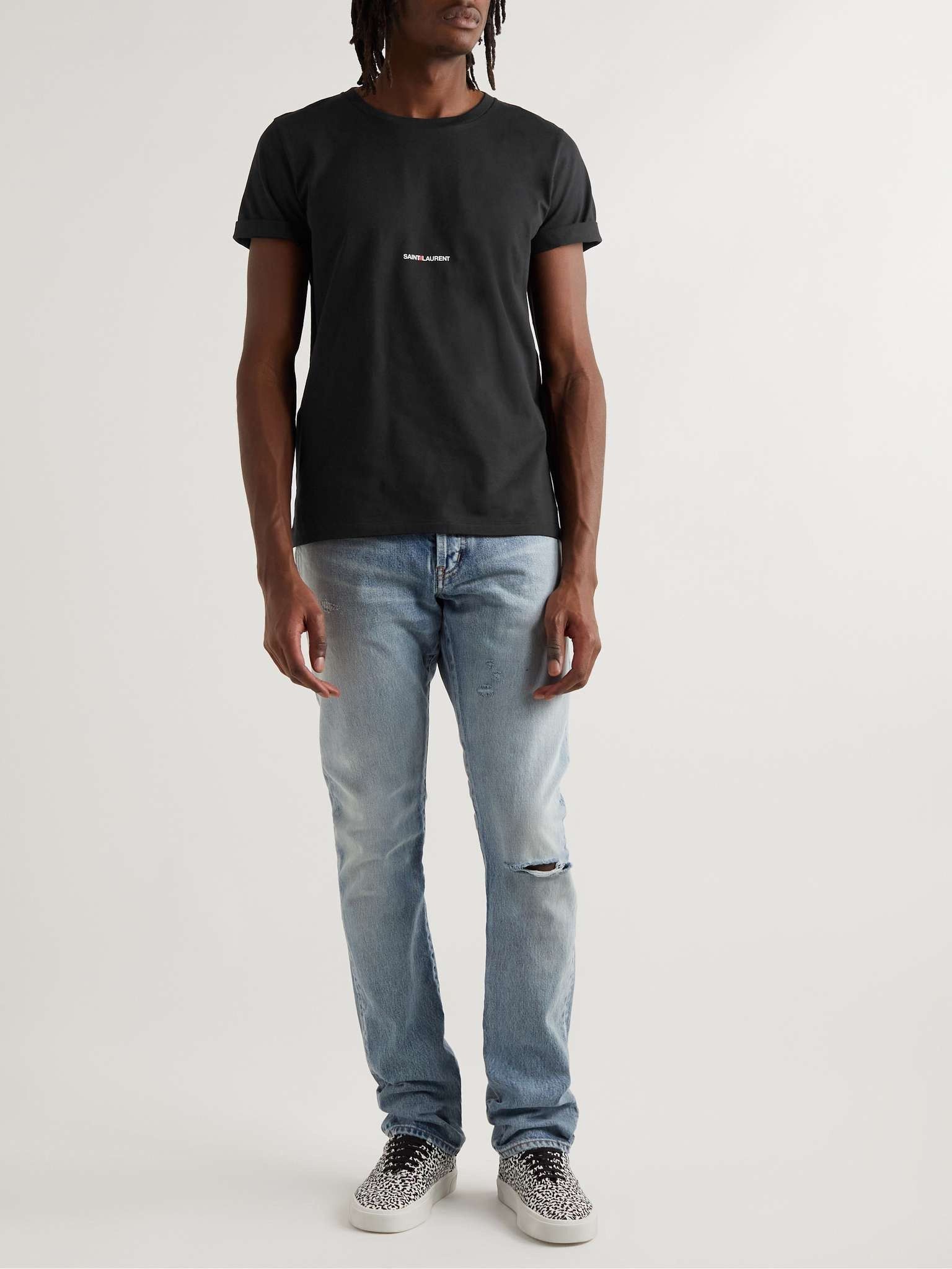 Saint Laurent Paris o1tr1nto0325 Short Sleeve T-Shirt in Black Size US L / EU 52-54 / 3 - 2 Thumbnail