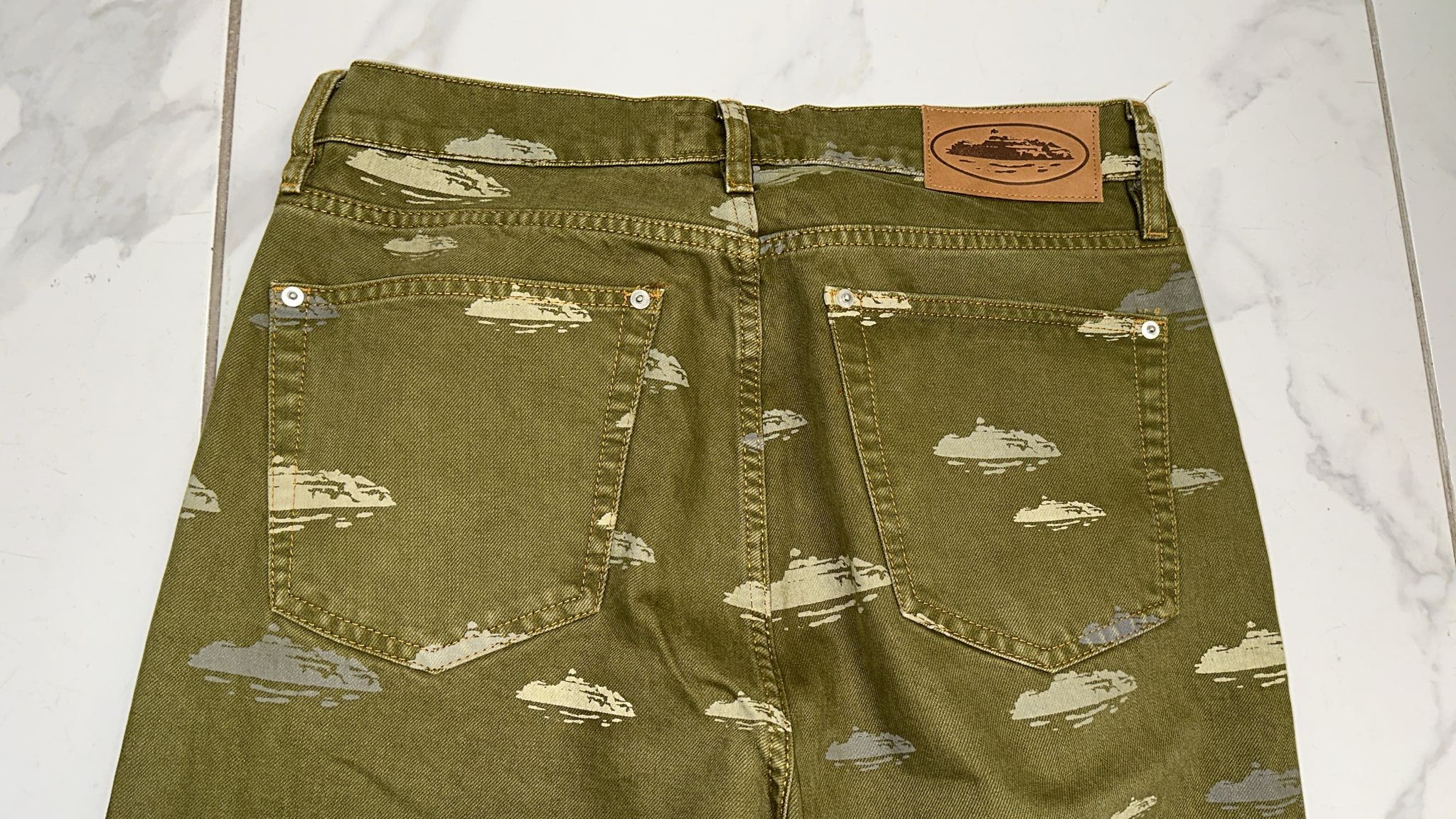 Corteiz × Vintage Corteiz FW23 Alcatraz Pattern Denim Jeans Khaki Large Size US 34 / EU 50 - 4 Thumbnail