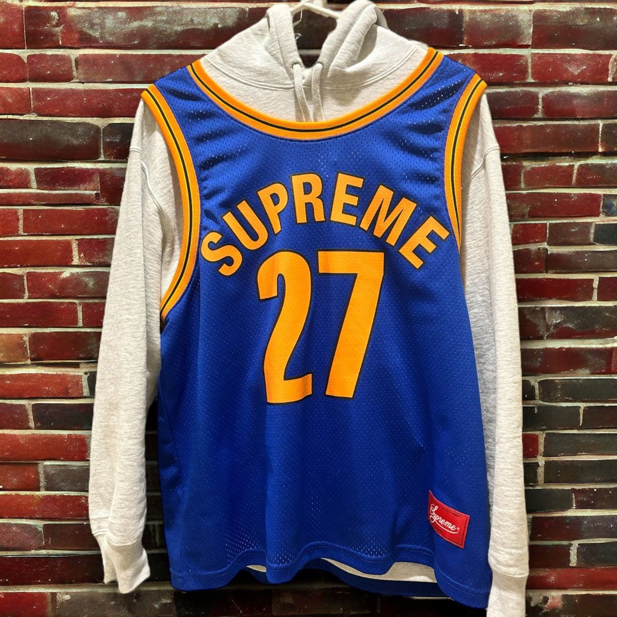 image of Supreme Basketball Jersey Hooded Sweatshirt Ss21 Size:s in Ash Grey, Men's (Size Small)