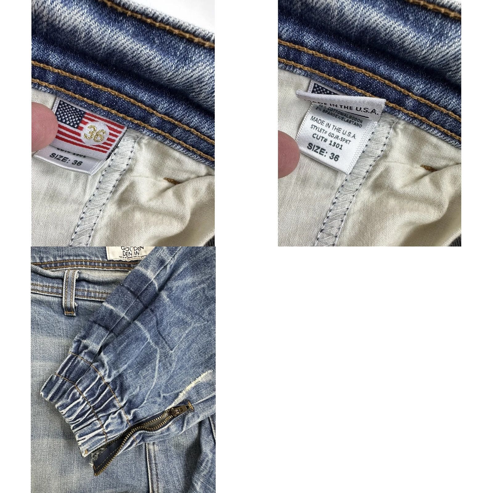 Denime Golden Denim Rustin Joggers 5 Pocket Zip Ankle Distressed USA Men's 36 Blue Size US 36 / EU 52 - 8 Thumbnail