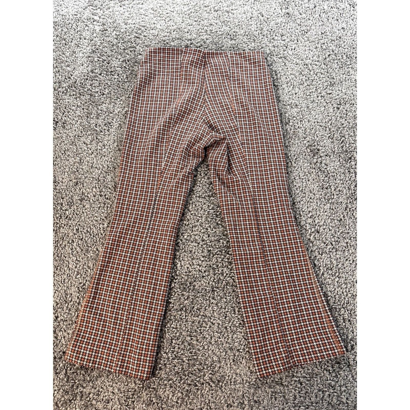 Vintage Maeve Pants Cropped Flared Houndstooth Orange Cotton Blend Flat Front Women M"} Size 32" / US 10 / IT 46 - 7 Thumbnail