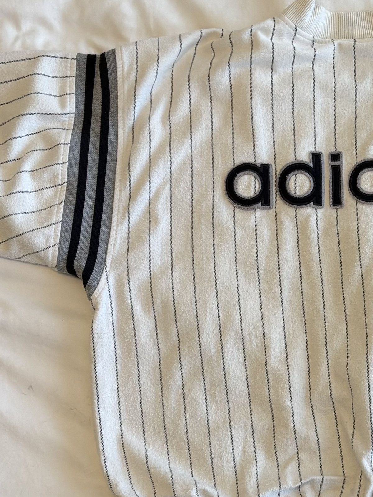 Adidas × Vintage Vintage Adidas Pinstripe Jacket 80’s/90’s Vintage Size US L / EU 52-54 / 3 - 9 Thumbnail