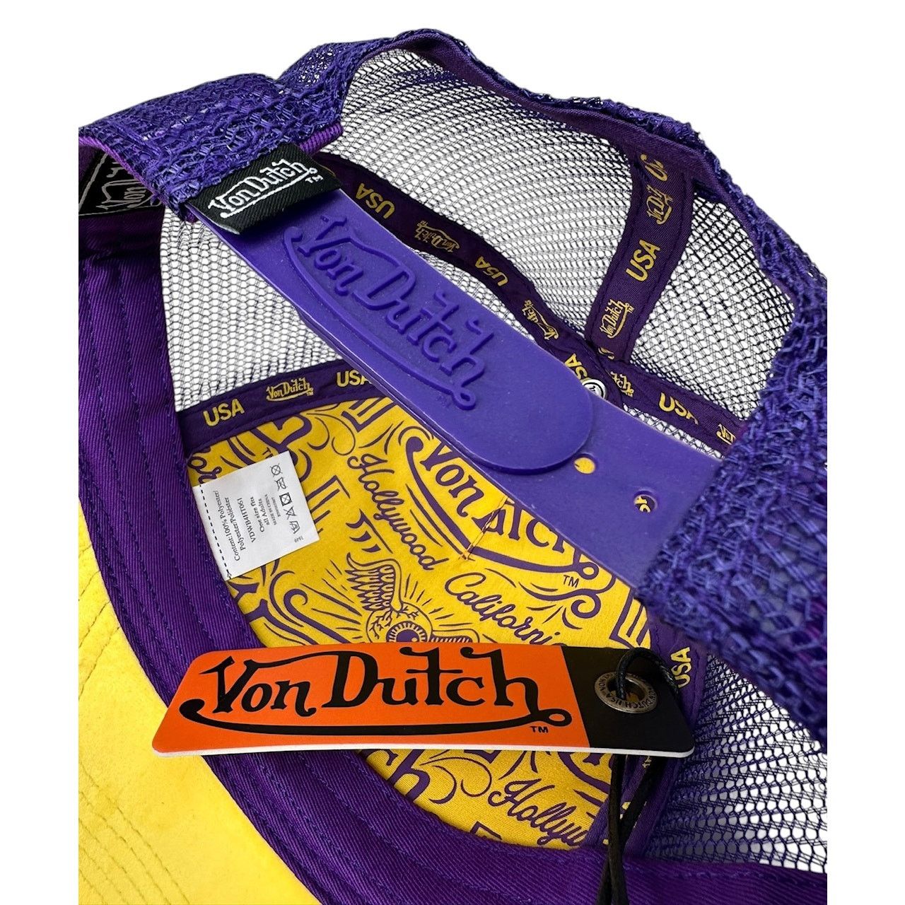 Von Dutch Von Dutch Trucker Hat Purple & Yellow Velvet Snapback Cap Size ONE SIZE - 4 Thumbnail