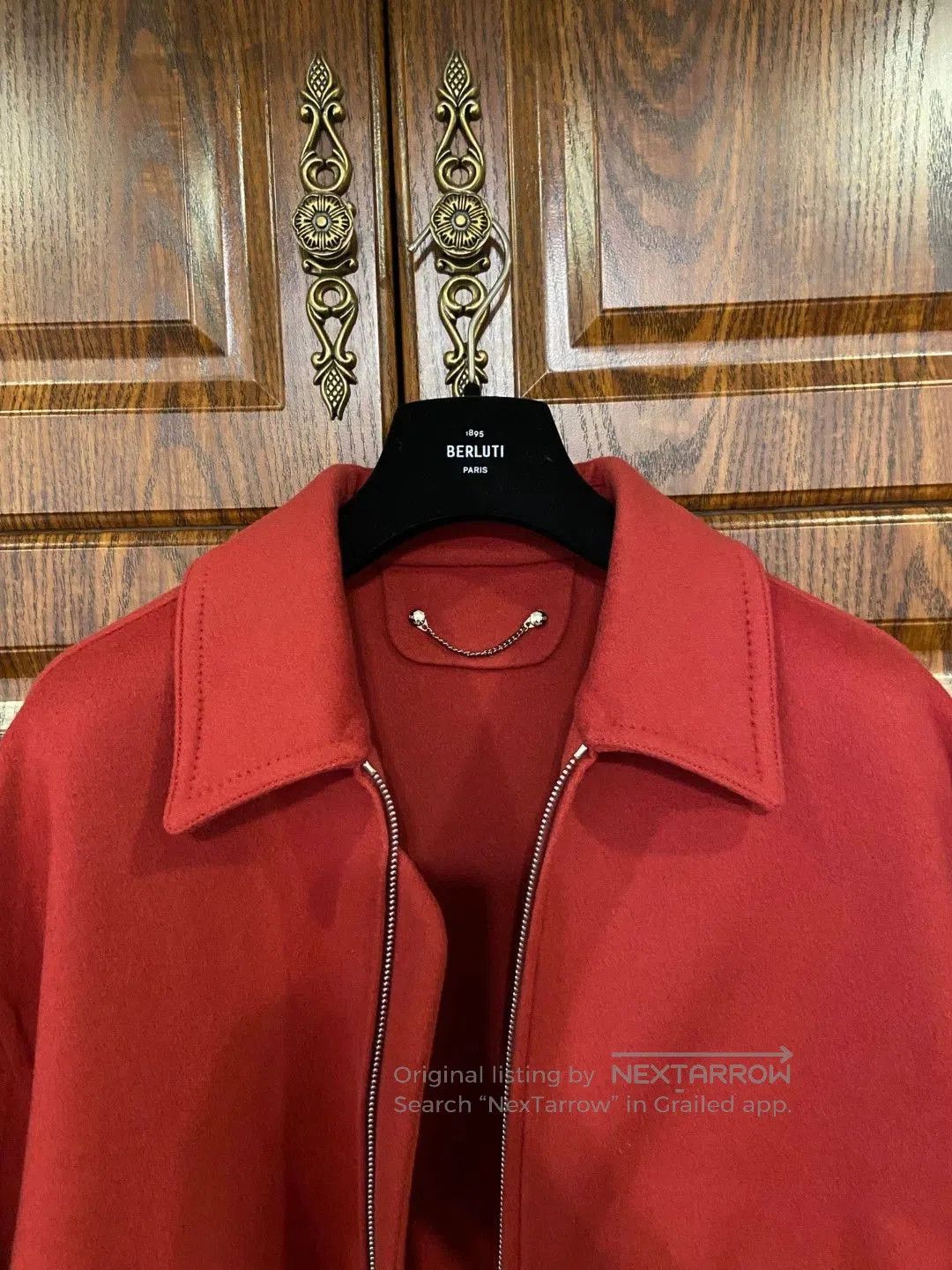 Berluti Red Collared Zip-Up Jacket Size L. Size US L / EU 52-54 / 3 - 5 Thumbnail