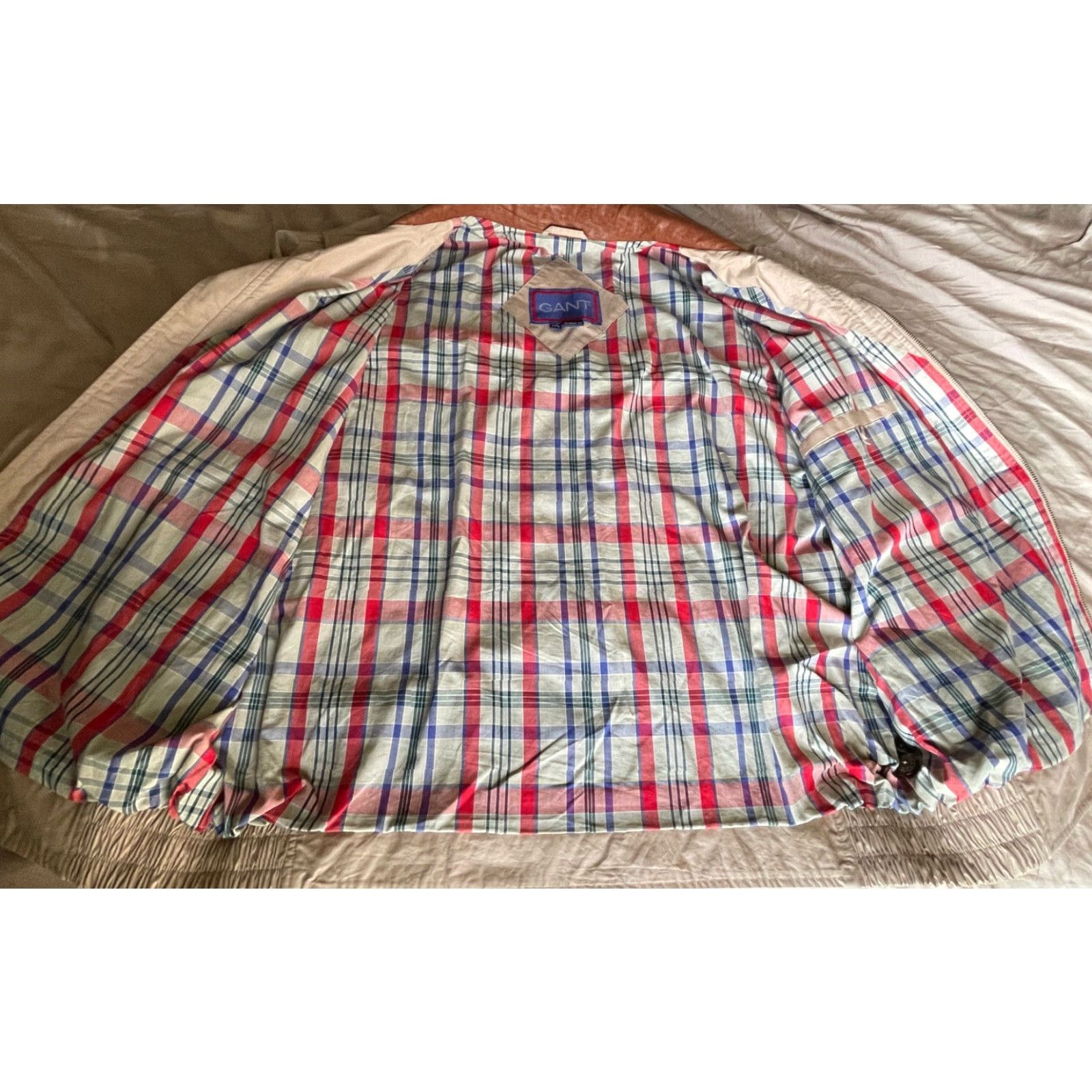 Gant VINTAGE GANT Lined Leather Collar Bomber Jacket Dad Grandpa Winter Plaid 2XL Beige Dry Clean Only Mens Regular XXL Size US XXL / EU 58 / 5 - 5 Thumbnail