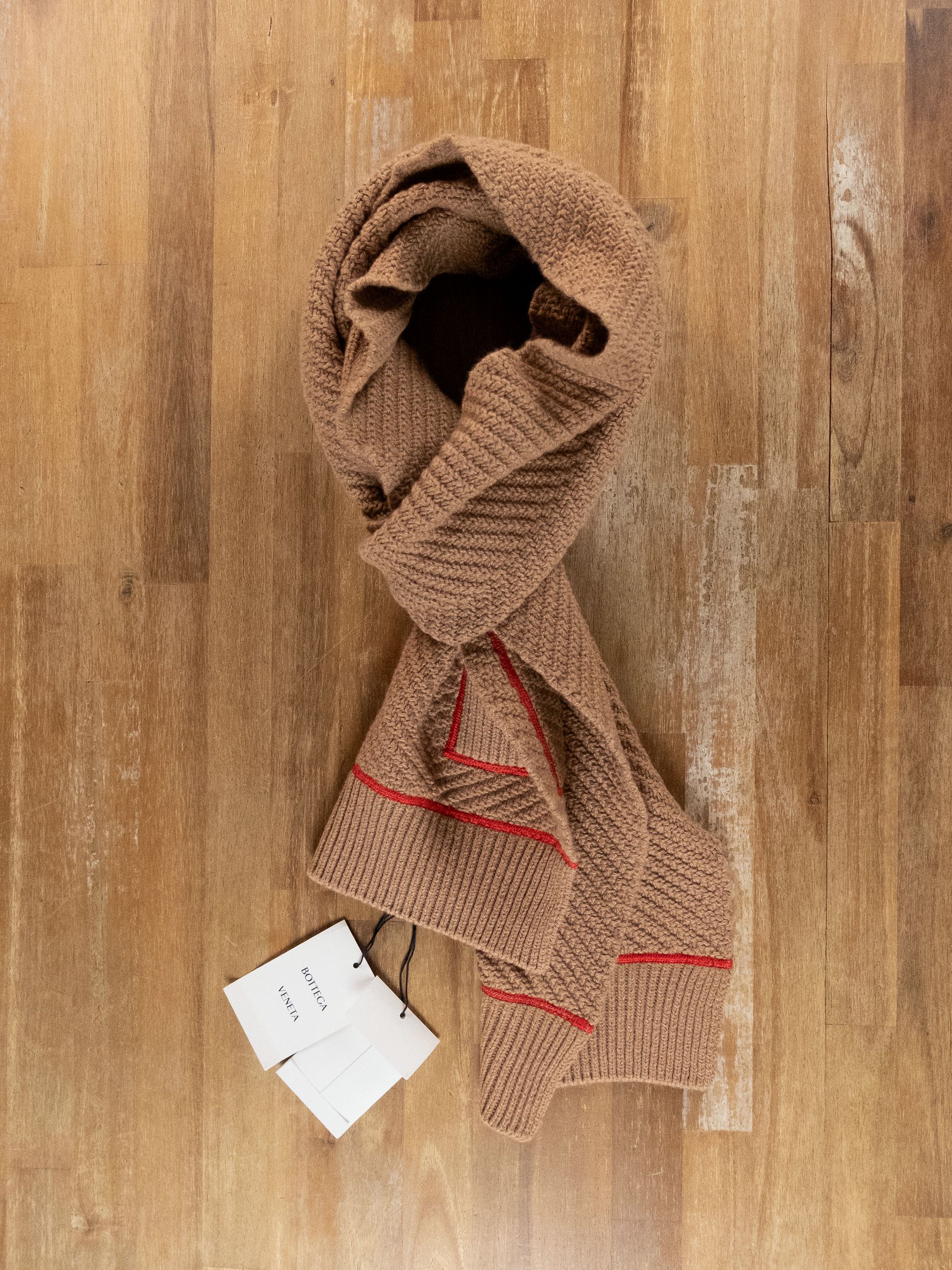 Bottega Veneta BOTTEGA VENETA camel brown wool cashmere scarf with pocket q Size ONE SIZE - 5 Thumbnail