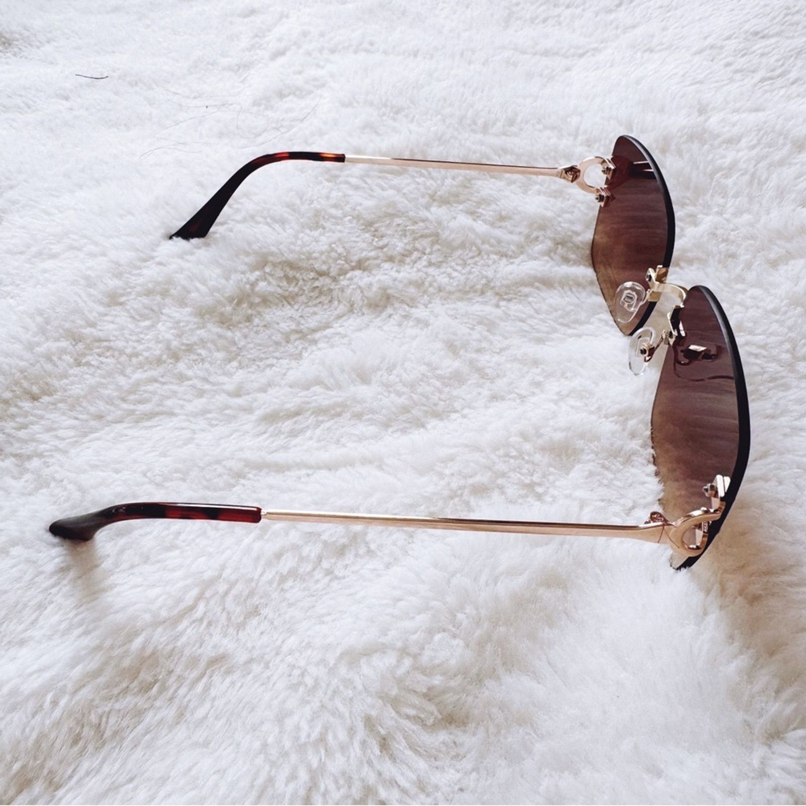 Other Laurel Clear Brown Rimless Sleek Sunglasses Size ONE SIZE - 7 Thumbnail
