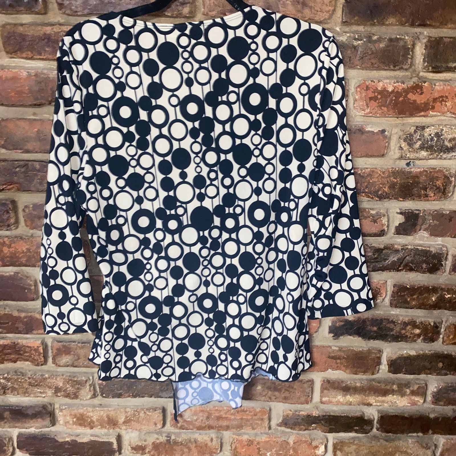 Cartoon Network Cato Beige Black Circle Polka Dot Print Draped Blouse Large Size L / US 10 / IT 46 - 6 Thumbnail