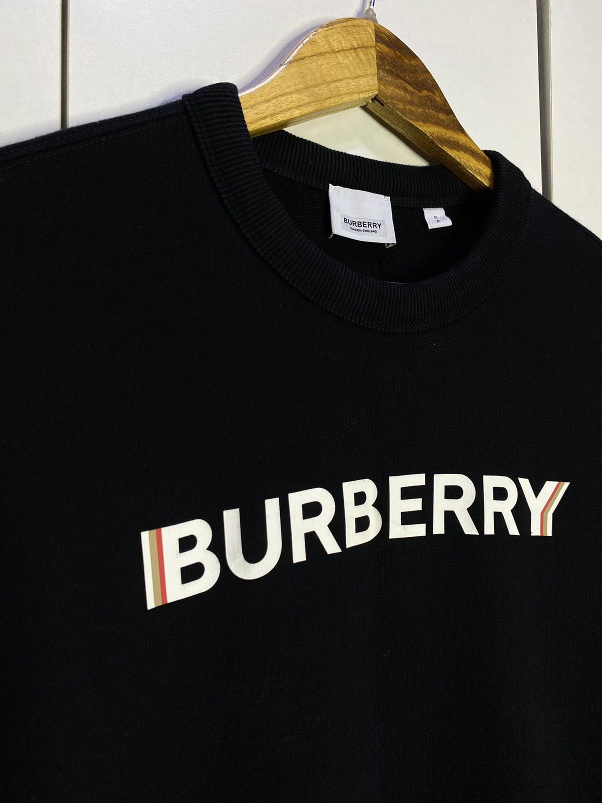 Ralph Lauren × Vintage Original Burberry Logo Print Black Crew Neck Pullover Size US M / EU 48-50 / 2 - 4 Thumbnail