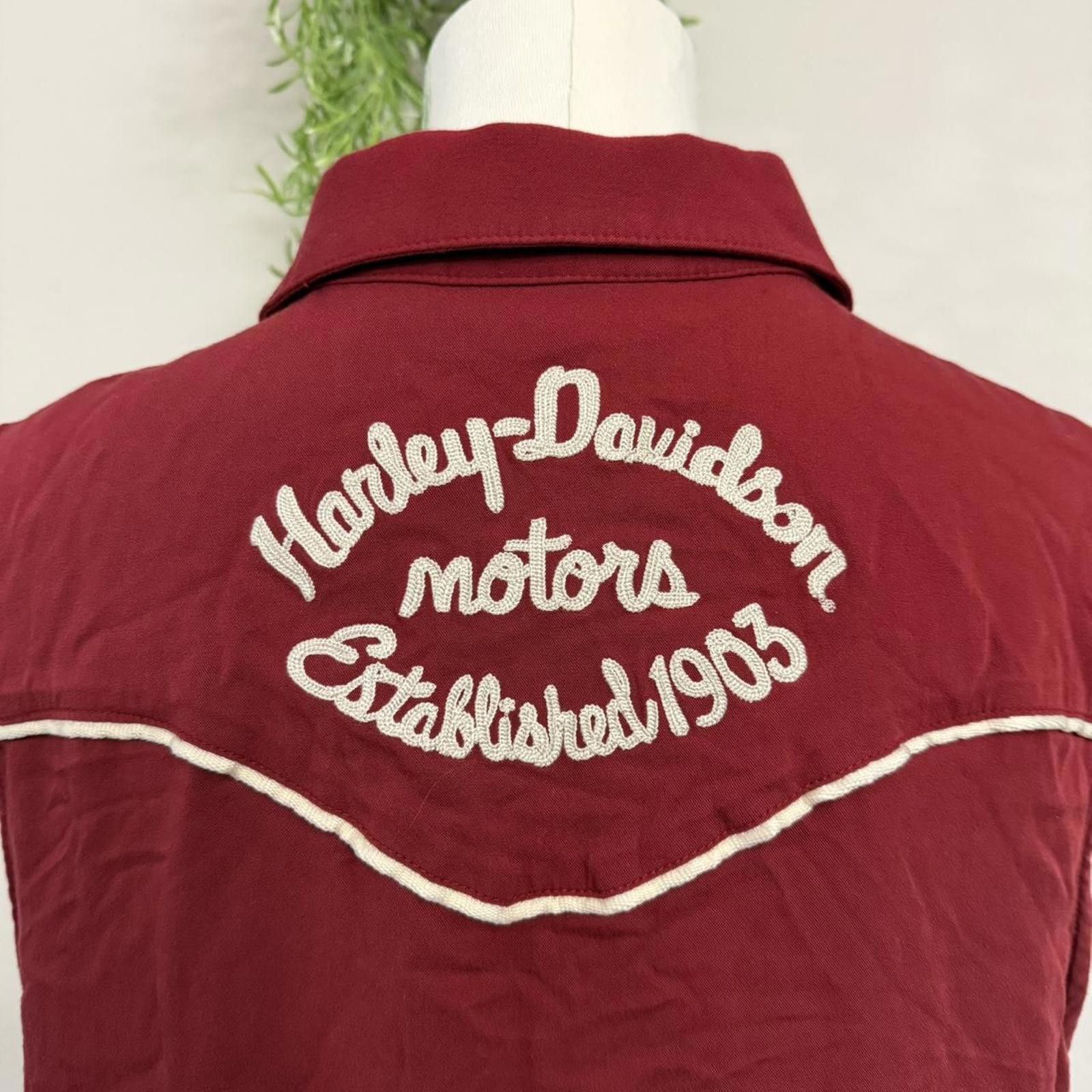 Harley Davidson Burgundy Vintage Biker Harley Davidson Embroidered Birds Size US L / EU 52-54 / 3 - 7 Thumbnail